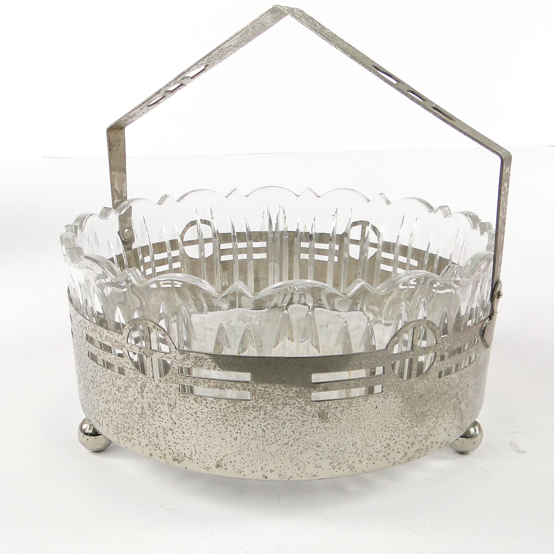 Art Nouveau fruit basket, glass, silver-plated brass, Kaiser, Germany, early 20th c. - 106306