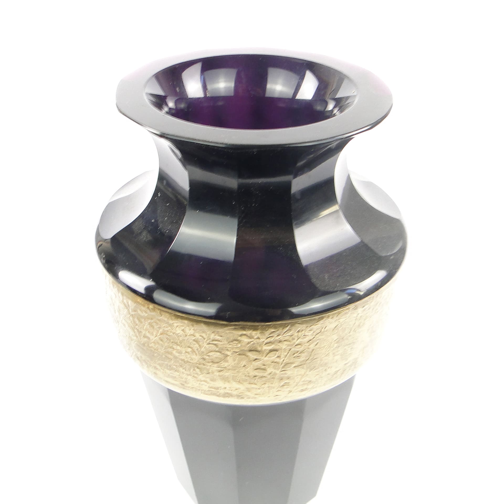 Art Deco vase, manganese glass, oroplastic decoration, Czechoslovakia, 1930s. - 106315