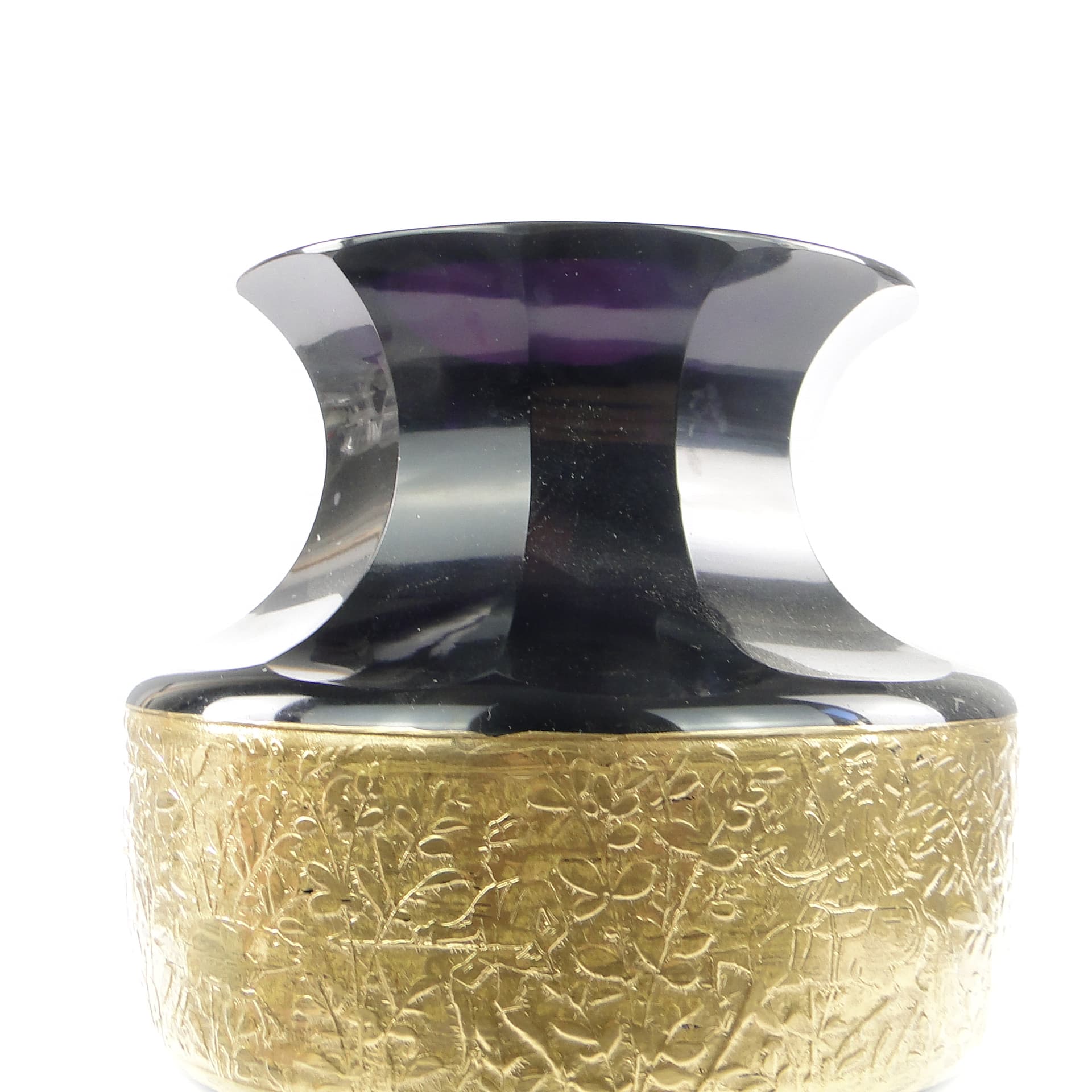 Art Deco vase, manganese glass, oroplastic decoration, Czechoslovakia, 1930s. - 106314