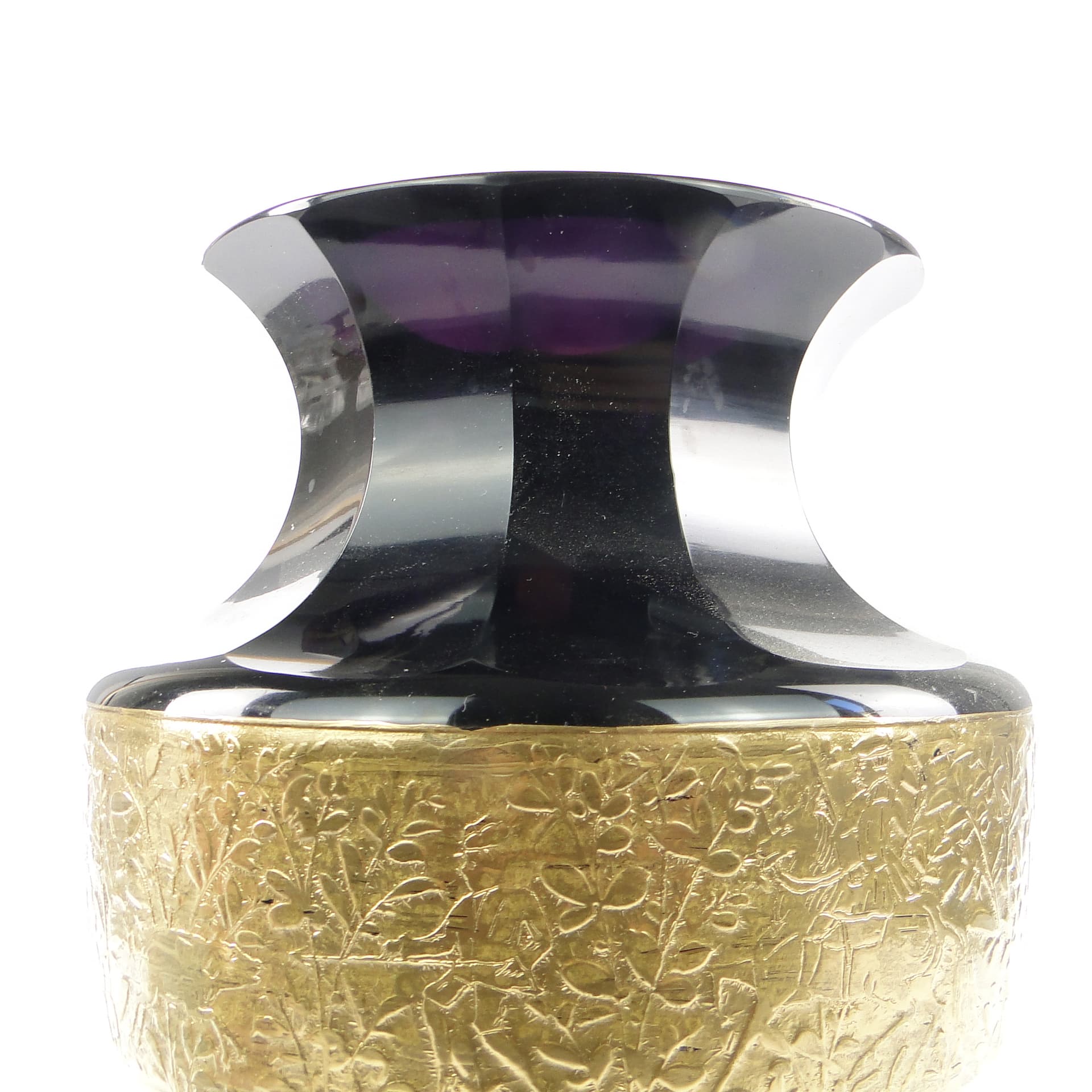 Art Deco vase, manganese glass, oroplastic decoration, Czechoslovakia, 1930s. - 106316