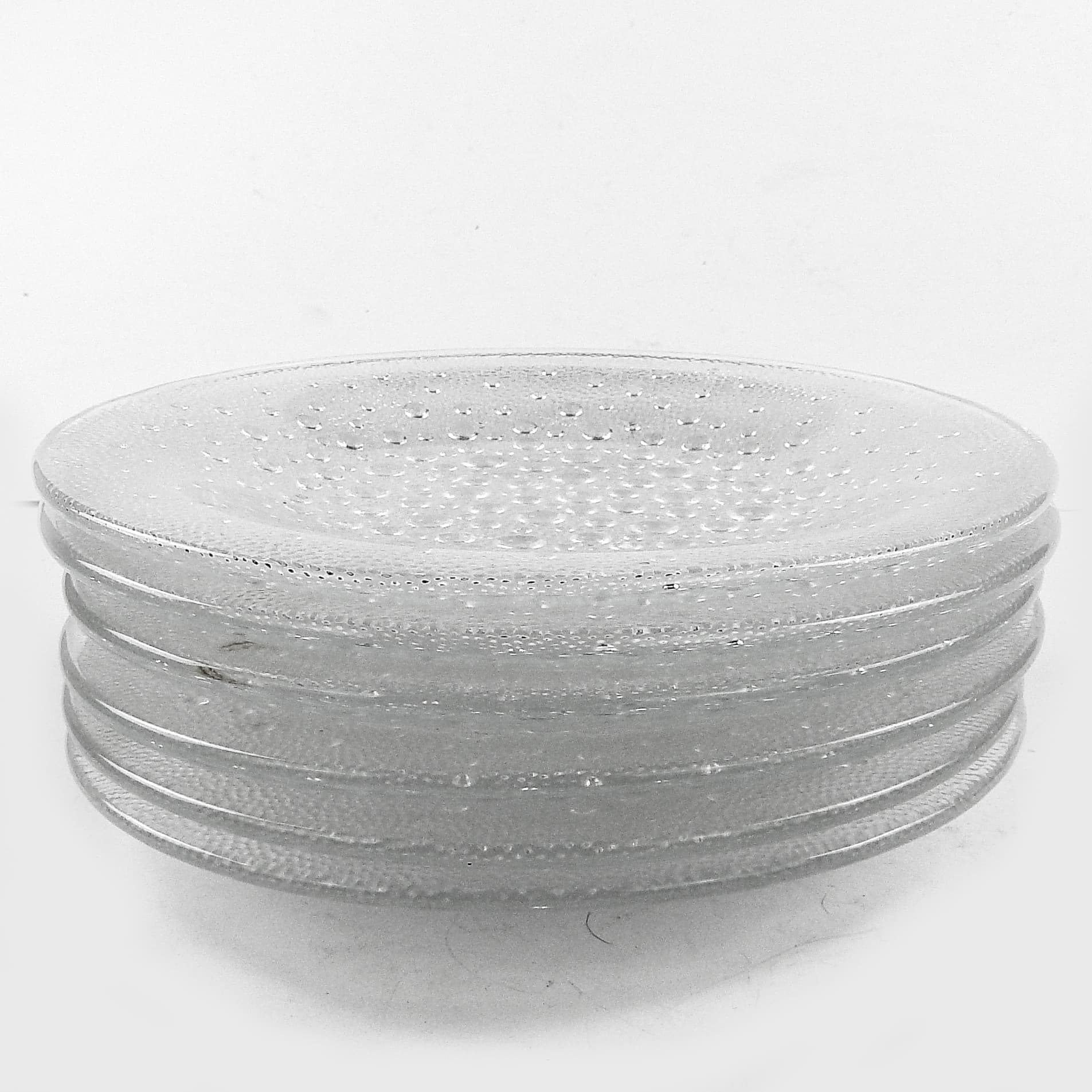 Krople Rosy dessert plate set, glass, by J. Drost, Ząbkowice, Poland, 1970s. - 106381