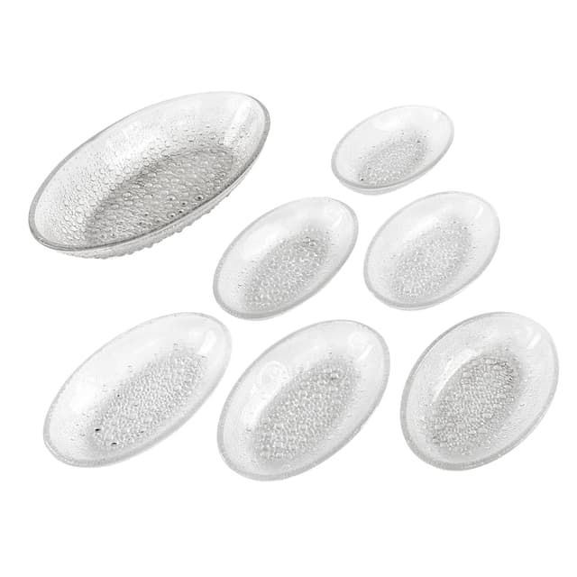 Krople Rosy dessert plate set, clear glass, by J. Drost, Ząbkowice, Poland, 1970s. - DIMENSION