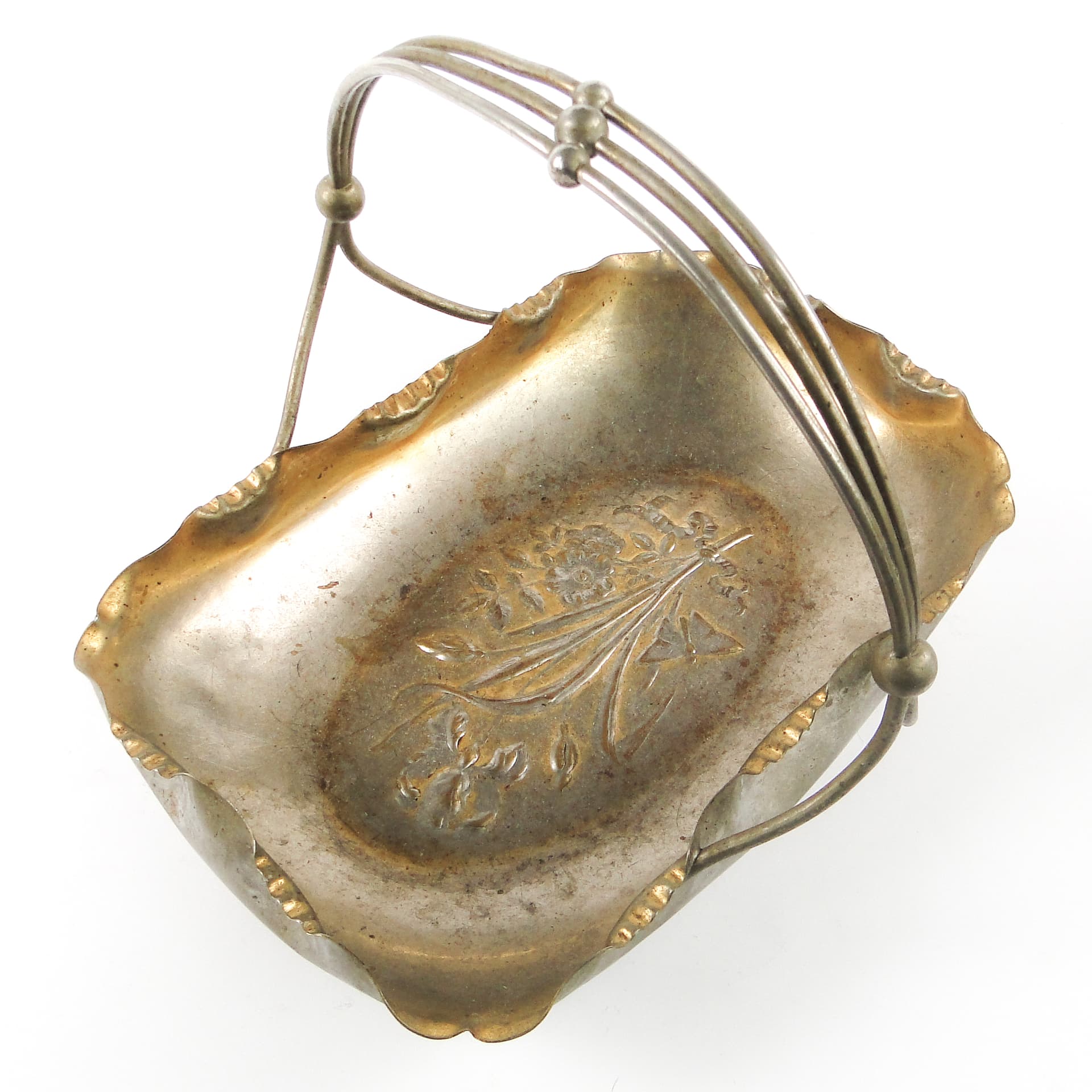 Kosz na owoce, Art Nouveau, mosiądz srebrzony, Austria, początek XX w. - 106616