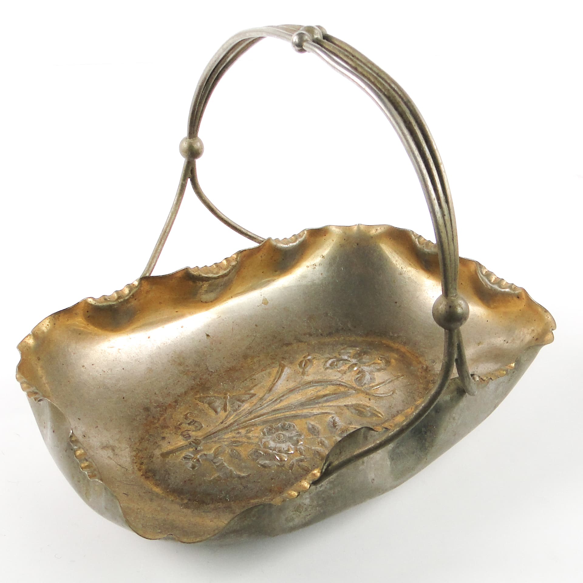 Kosz na owoce, Art Nouveau, mosiądz srebrzony, Austria, początek XX w. - 106608