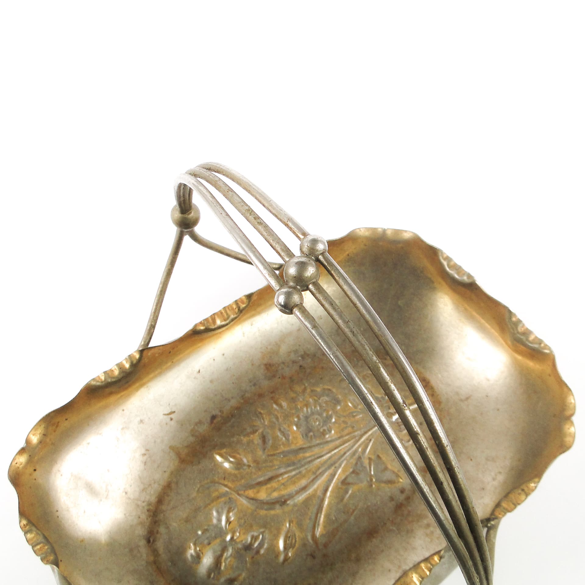 Kosz na owoce, Art Nouveau, mosiądz srebrzony, Austria, początek XX w. - 106619