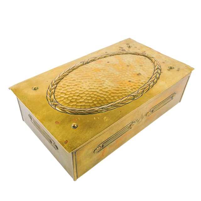 Humidor secesyjny, mosiądz, drewno, WMF, Niemcy, pocz. XX w. - WYMIARY