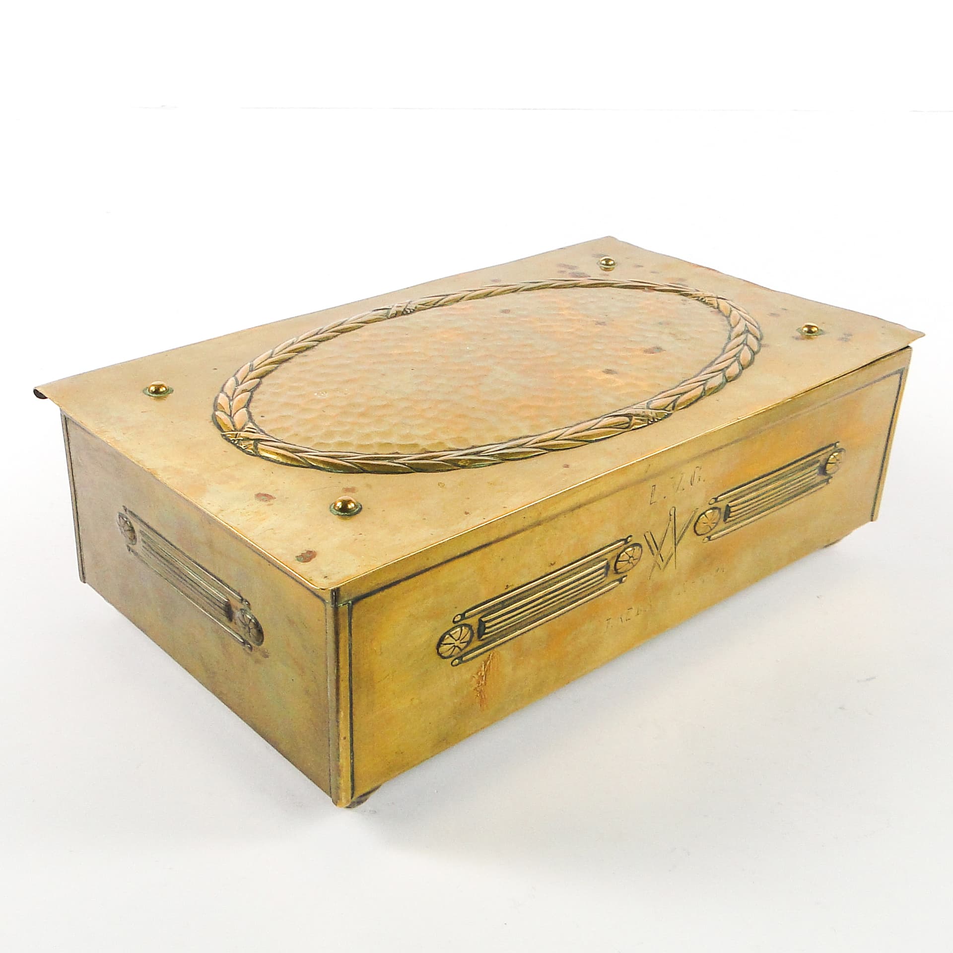 Humidor secesyjny, mosiądz, drewno, WMF, Niemcy, pocz. XX w. - 106642