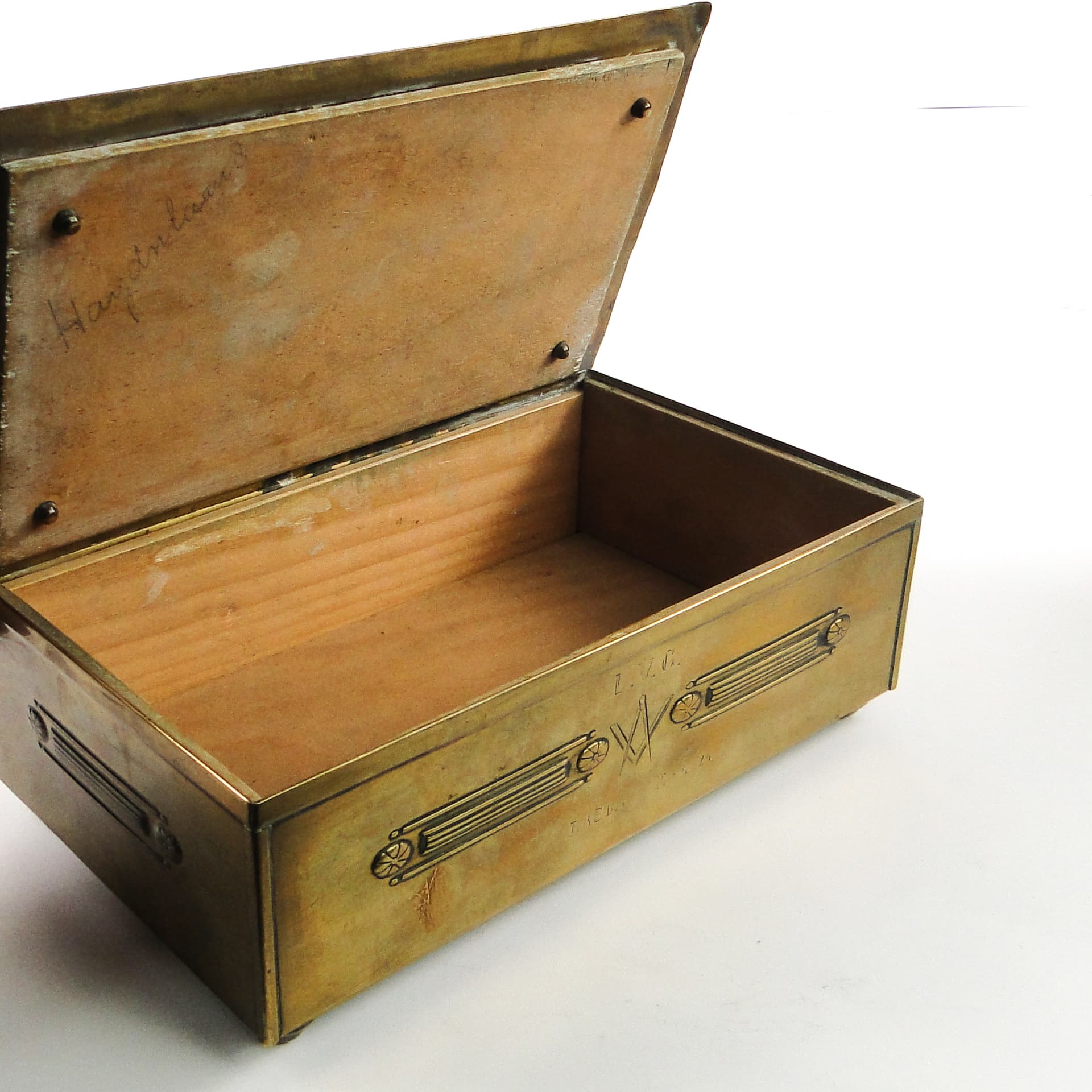 Humidor secesyjny, mosiądz, drewno, WMF, Niemcy, pocz. XX w. - 106639