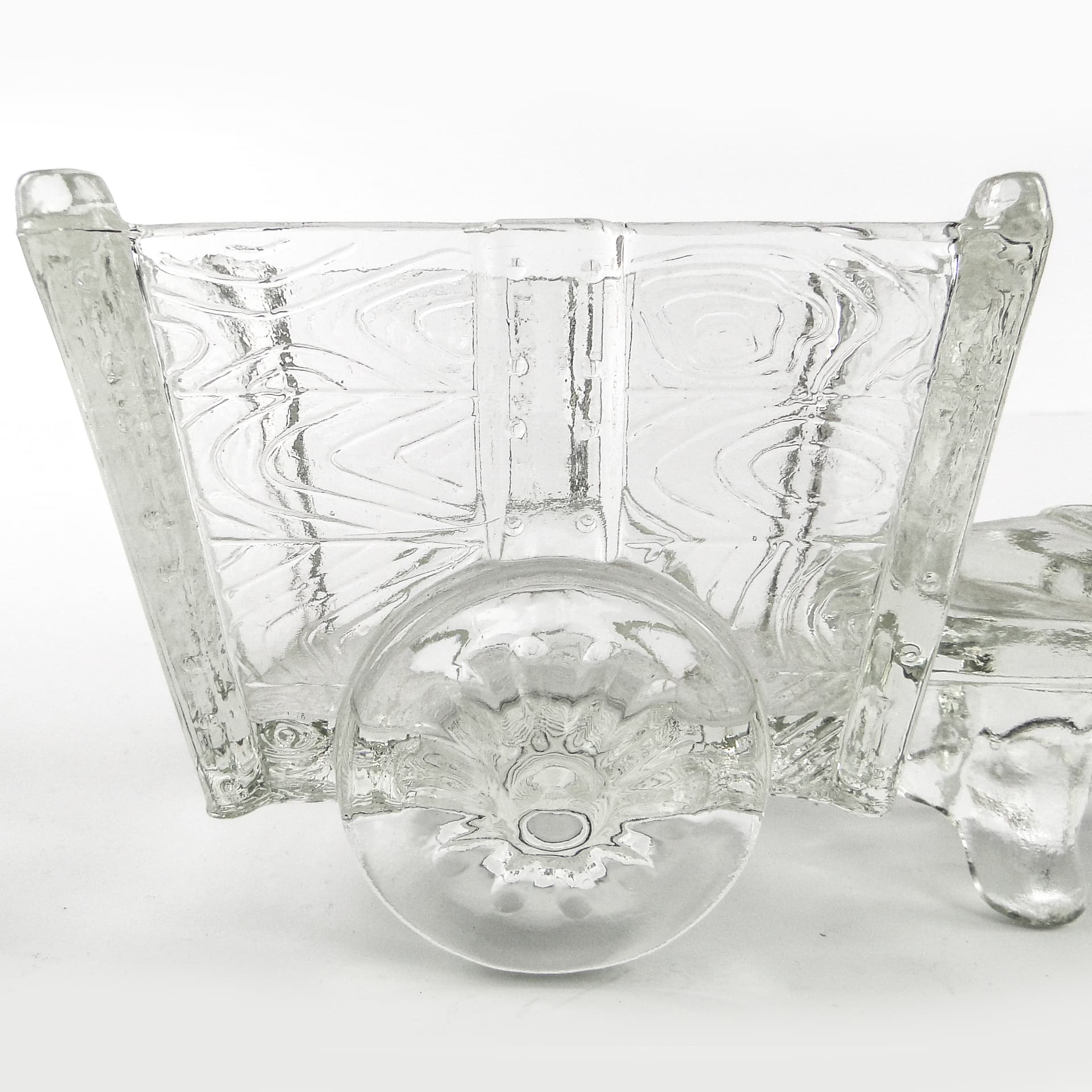 Postument biurkowy Art Deco, szkło prasowane transparentne, Wielka Brytania, lata 50. - 106655