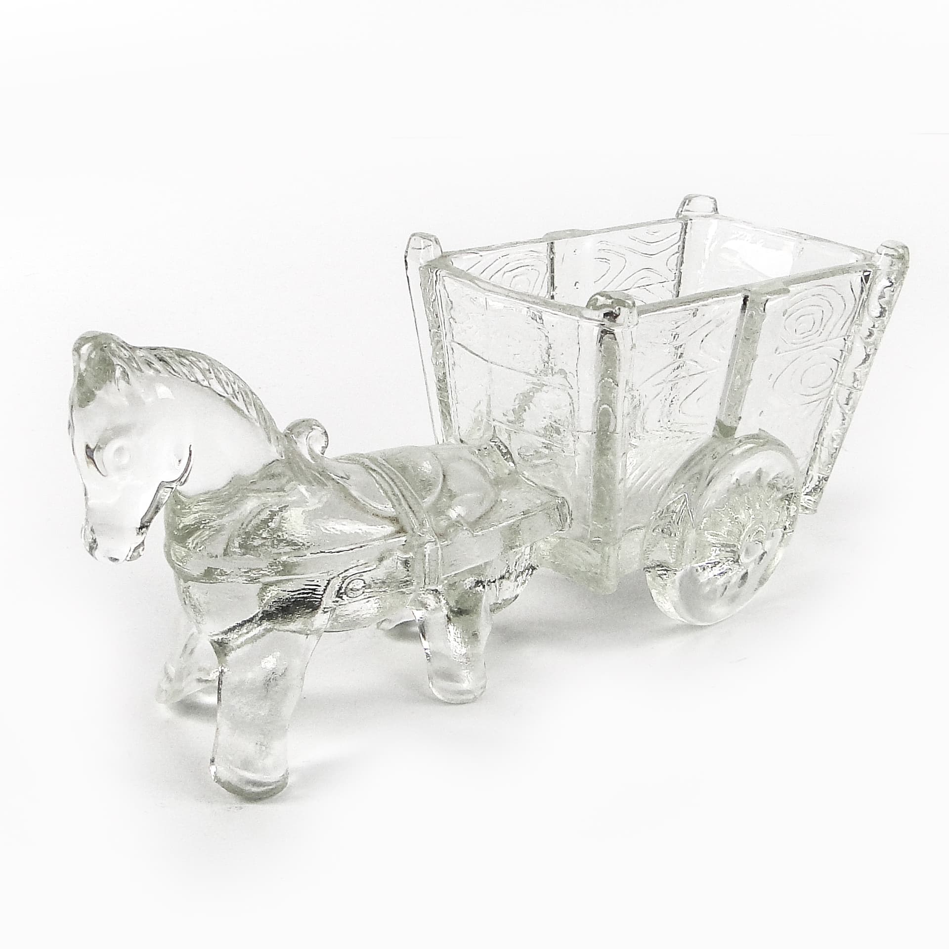 Postument biurkowy Art Deco, szkło prasowane transparentne, Wielka Brytania, lata 50. - 106656