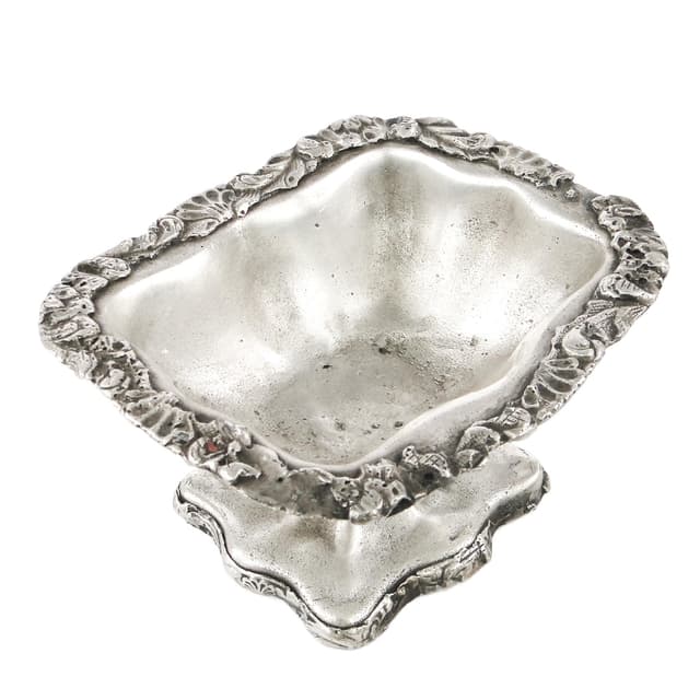 Solniczka Biedermeier, miedź srebrzona, Polska, XIX w. - WYMIARY