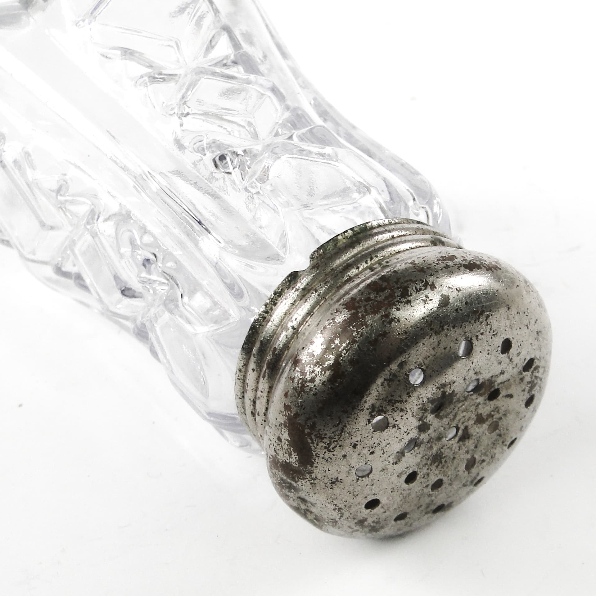 Cukiernica do cukru pudru Art Deco, szkło, mosiądz srebrzony, Wielka Brytania, lata 50. - 106792