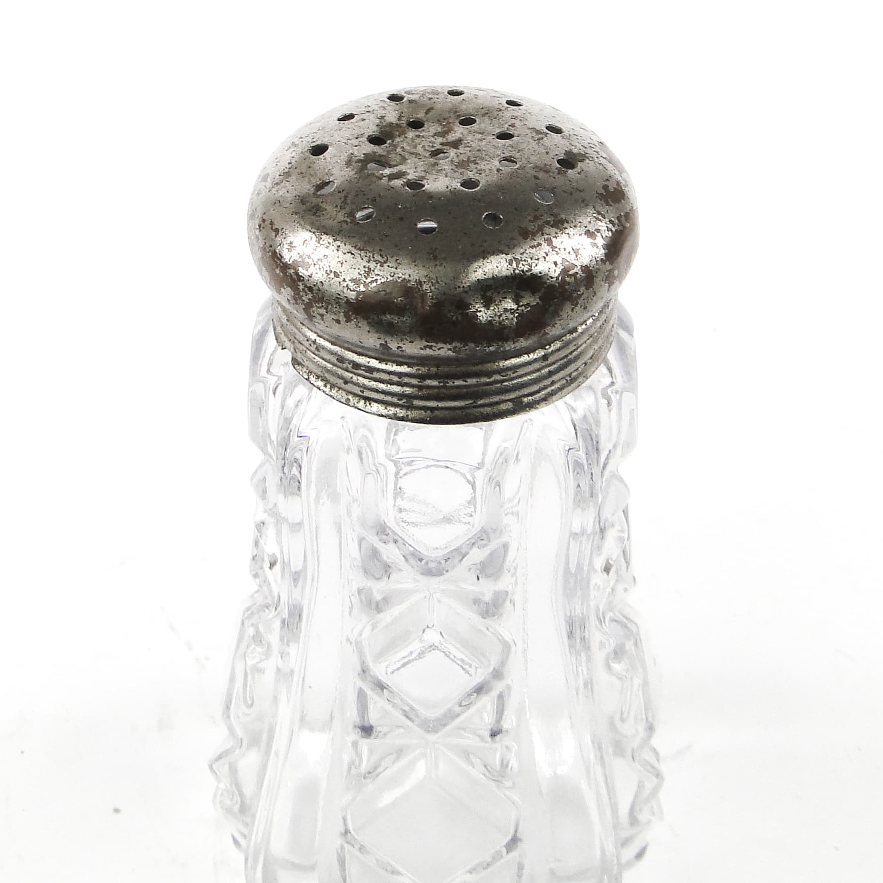 Cukiernica do cukru pudru Art Deco, szkło, mosiądz srebrzony, Wielka Brytania, lata 50. - 106788