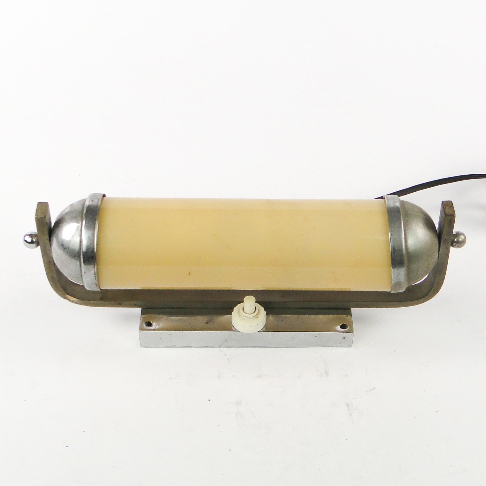 Art Deco wall sconce, functionalism, chrome-plated brass, Czechoslovakia, 1950s. - 106840