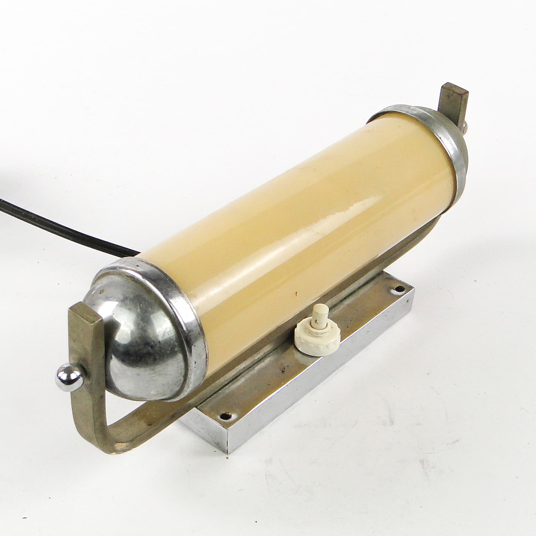 Art Deco wall sconce, functionalism, chrome-plated brass, Czechoslovakia, 1950s. - 106845