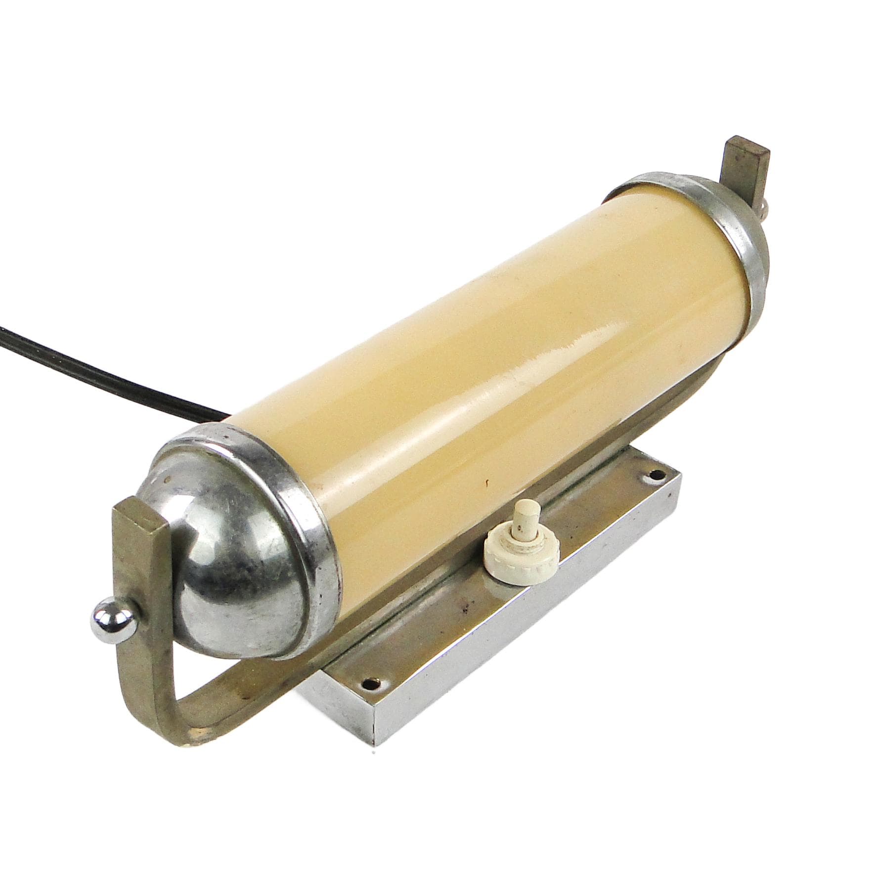 Art Deco wall sconce, functionalism, chrome-plated brass, Czechoslovakia, 1950s.