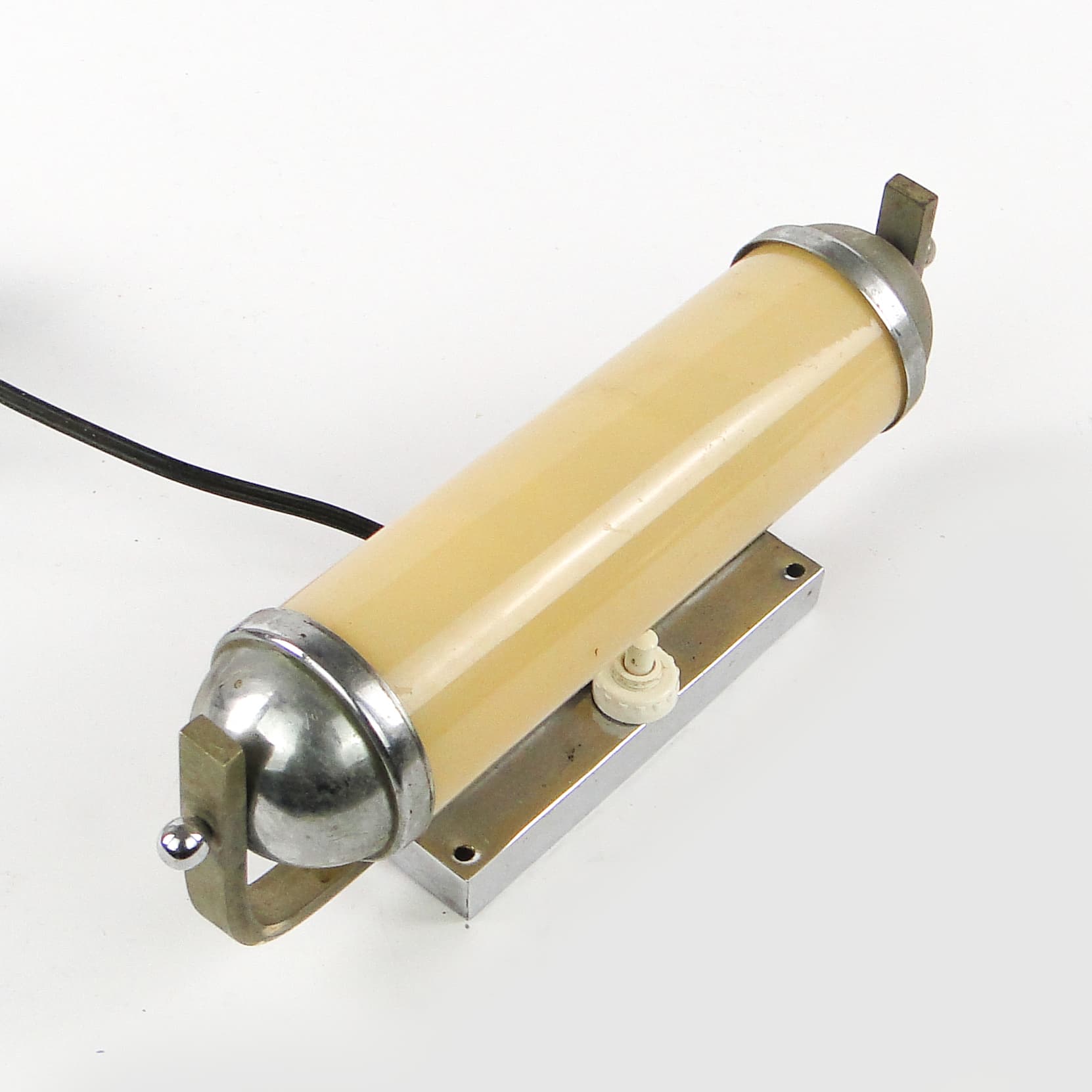 Art Deco wall sconce, functionalism, chrome-plated brass, Czechoslovakia, 1950s. - 106844