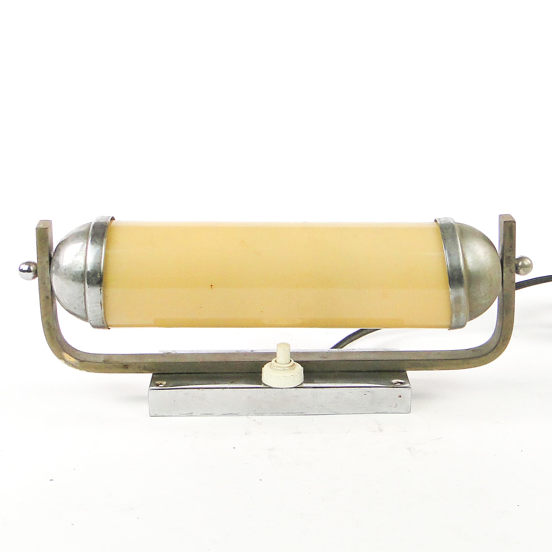 Art Deco wall sconce, functionalism, chrome-plated brass, Czechoslovakia, 1950s. - 106839