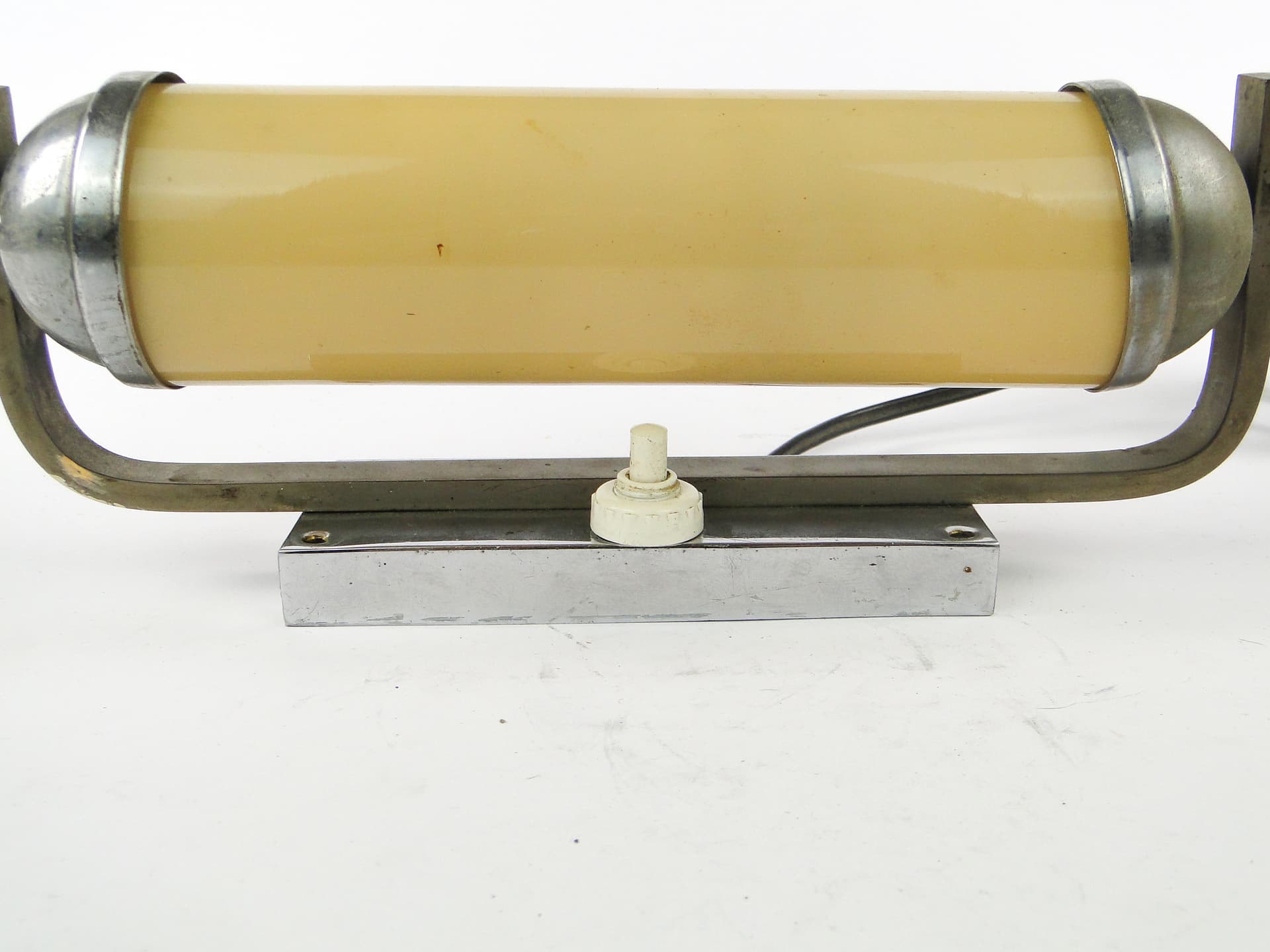 Art Deco wall sconce, functionalism, chrome-plated brass, Czechoslovakia, 1950s. - 106842