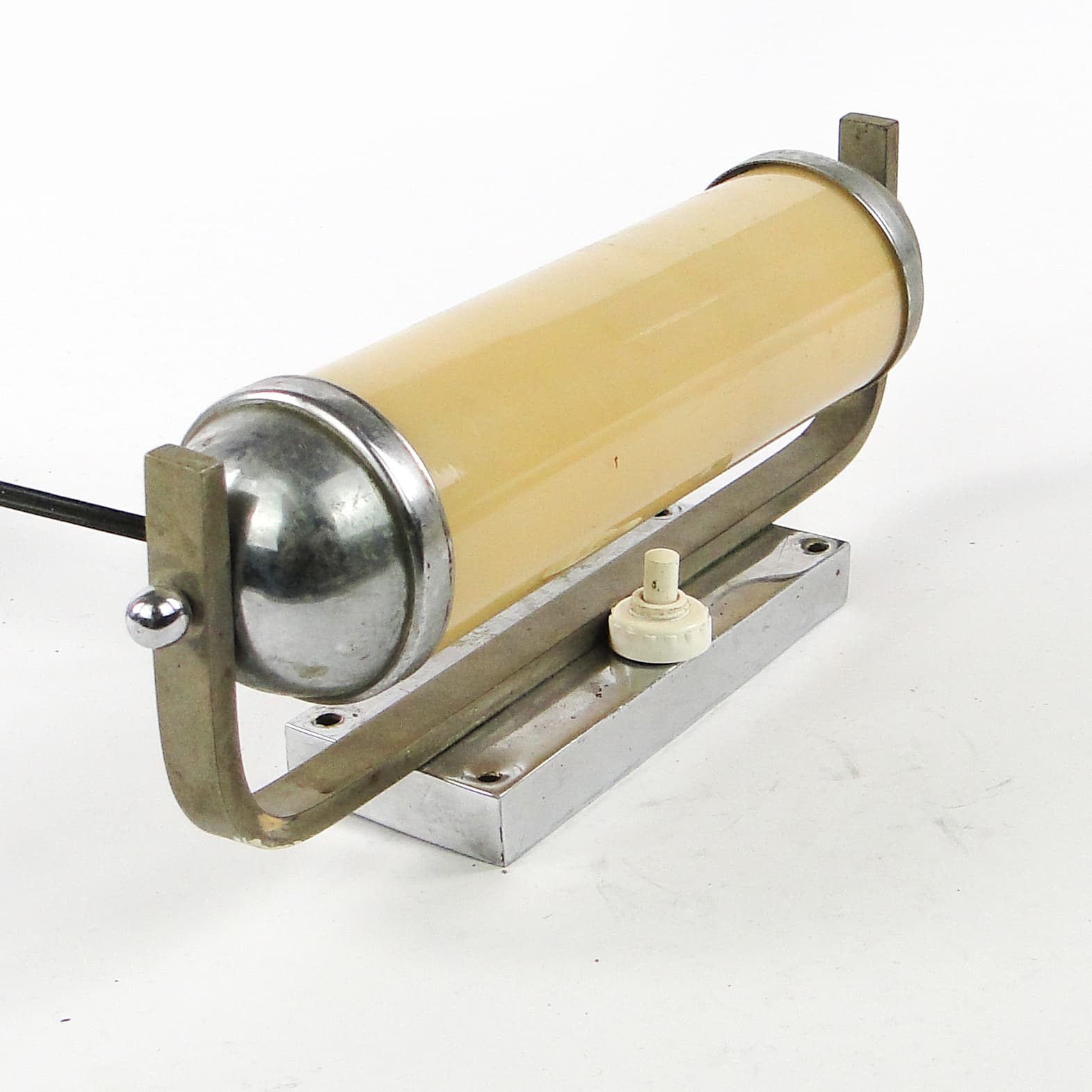 Art Deco wall sconce, functionalism, chrome-plated brass, Czechoslovakia, 1950s. - 106843