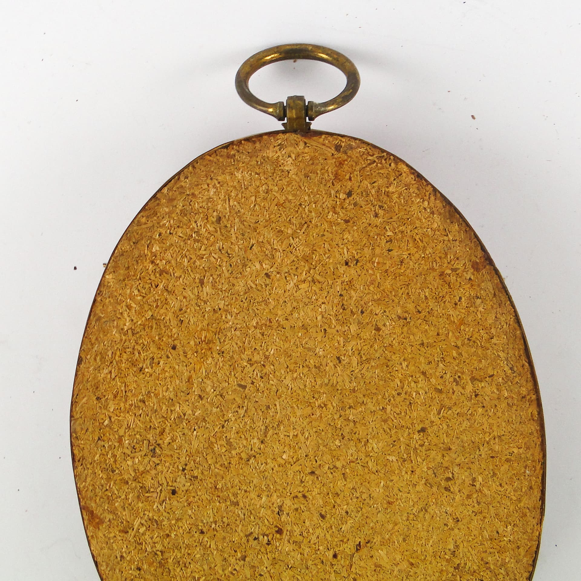 Rustic decorative frame, brass, glass, fabric, Poland, 1990s. - 106854