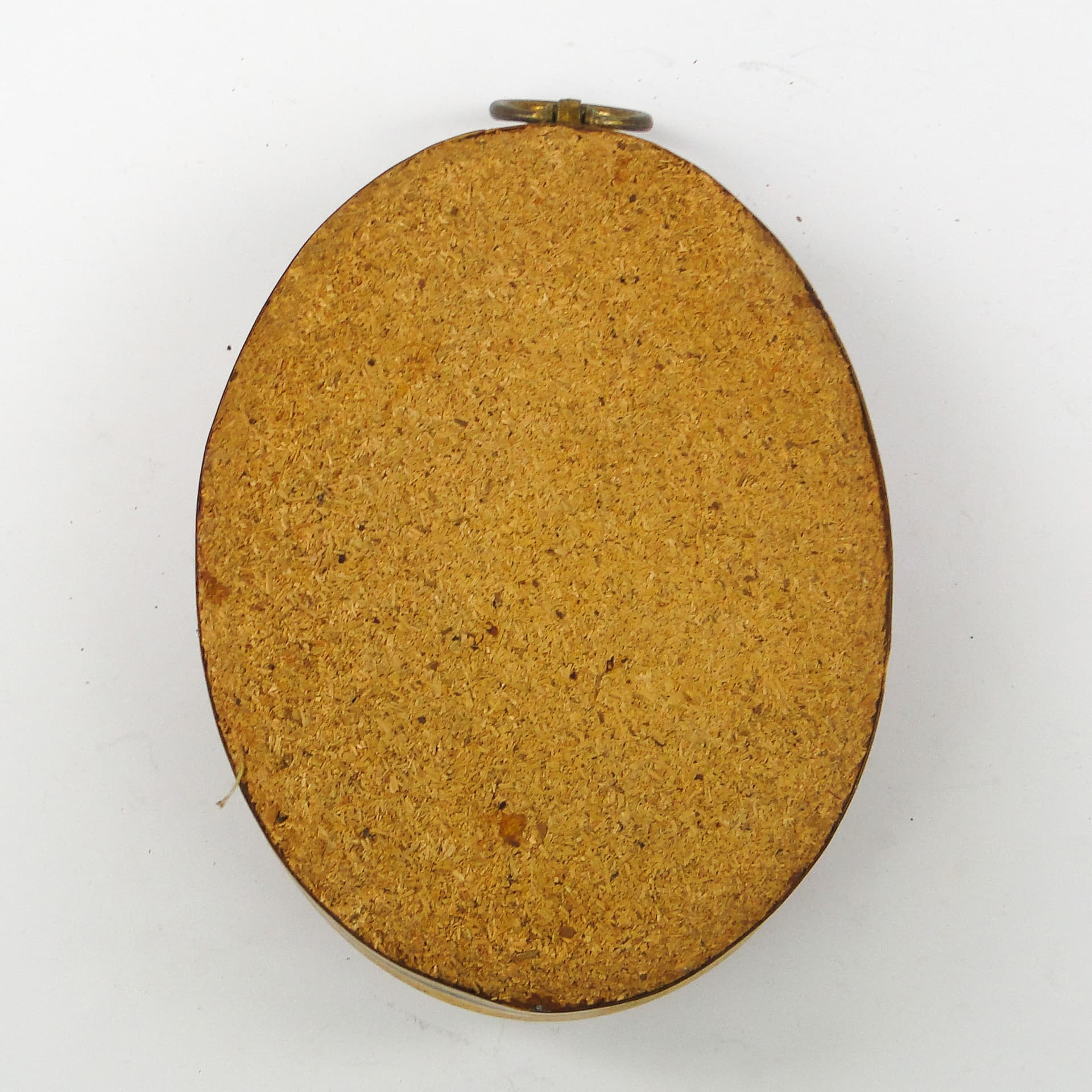 Rustic decorative frame, brass, glass, fabric, Poland, 1990s. - 106853