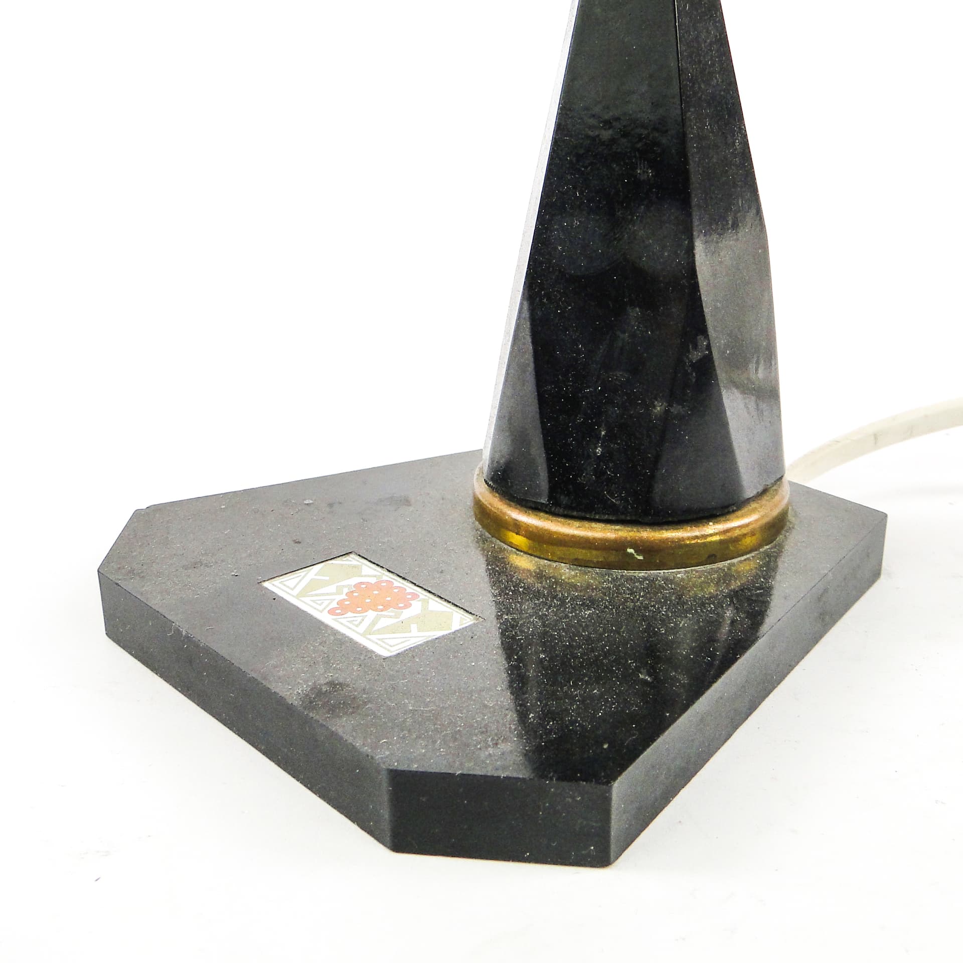 Folk table lamp, bakelite, brass, stone, USSR, 1950s. - 106864