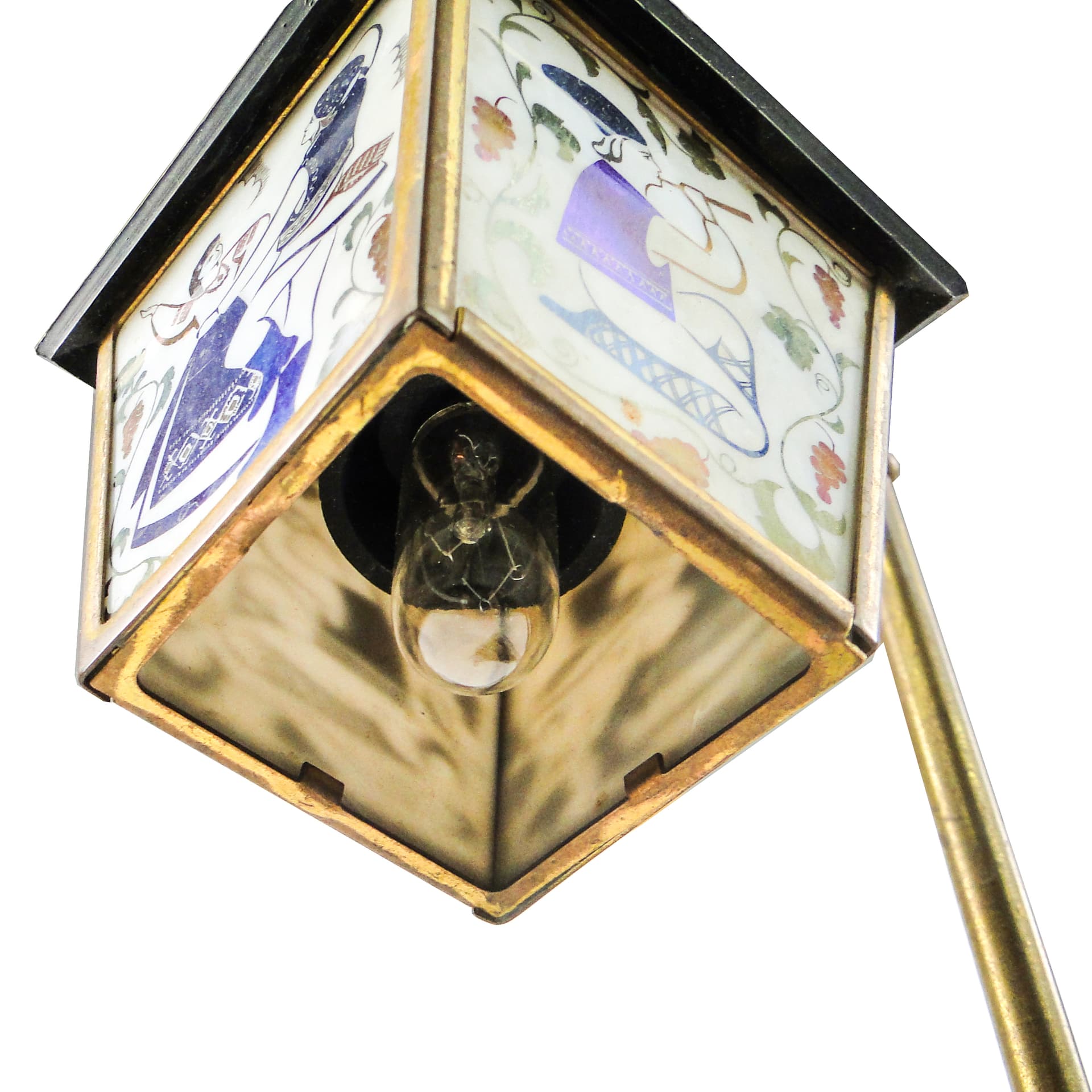 Folk table lamp, bakelite, brass, stone, USSR, 1950s. - 106869