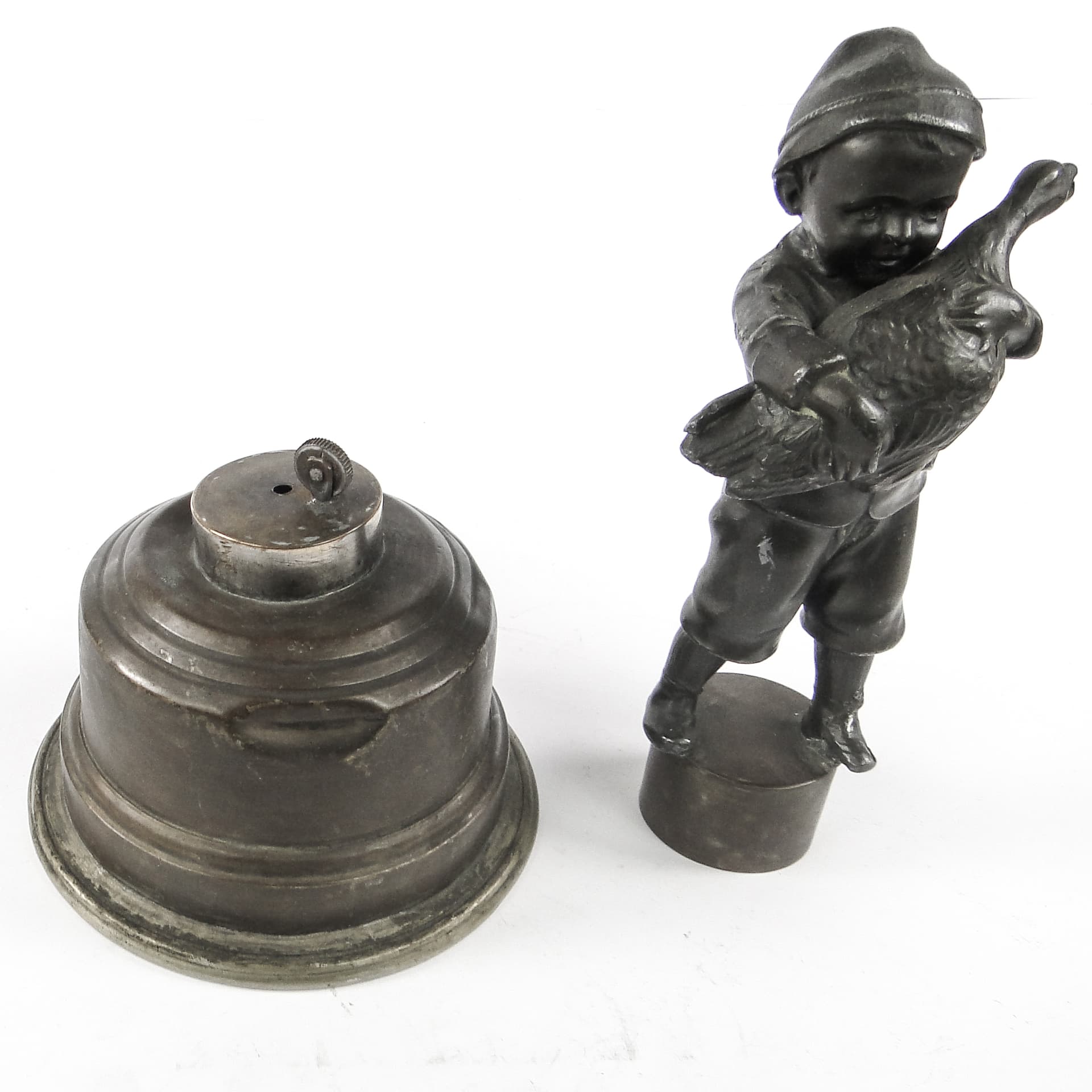 Art Deco Figural Table Lighter, Patinated Metal, 1930s - 106925