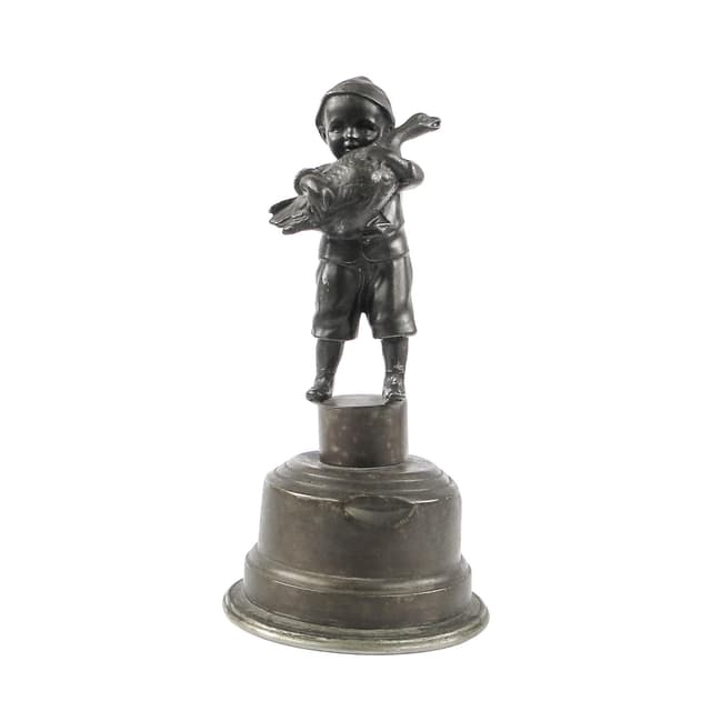 Art Deco Figural Table Lighter, Patinated Metal, 1930s - DIMENSION