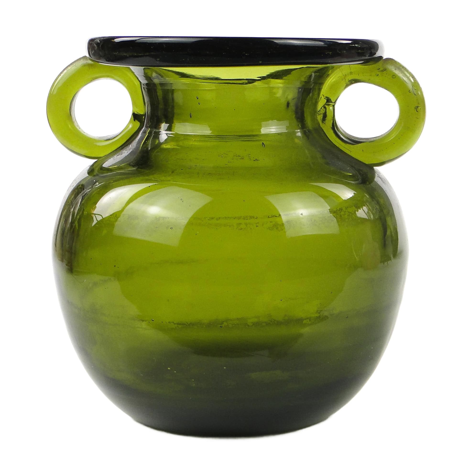 Wazon modernizm, szkło oliwkowe, proj. J. Słuczan-Orkusz, Polska, lata 70.