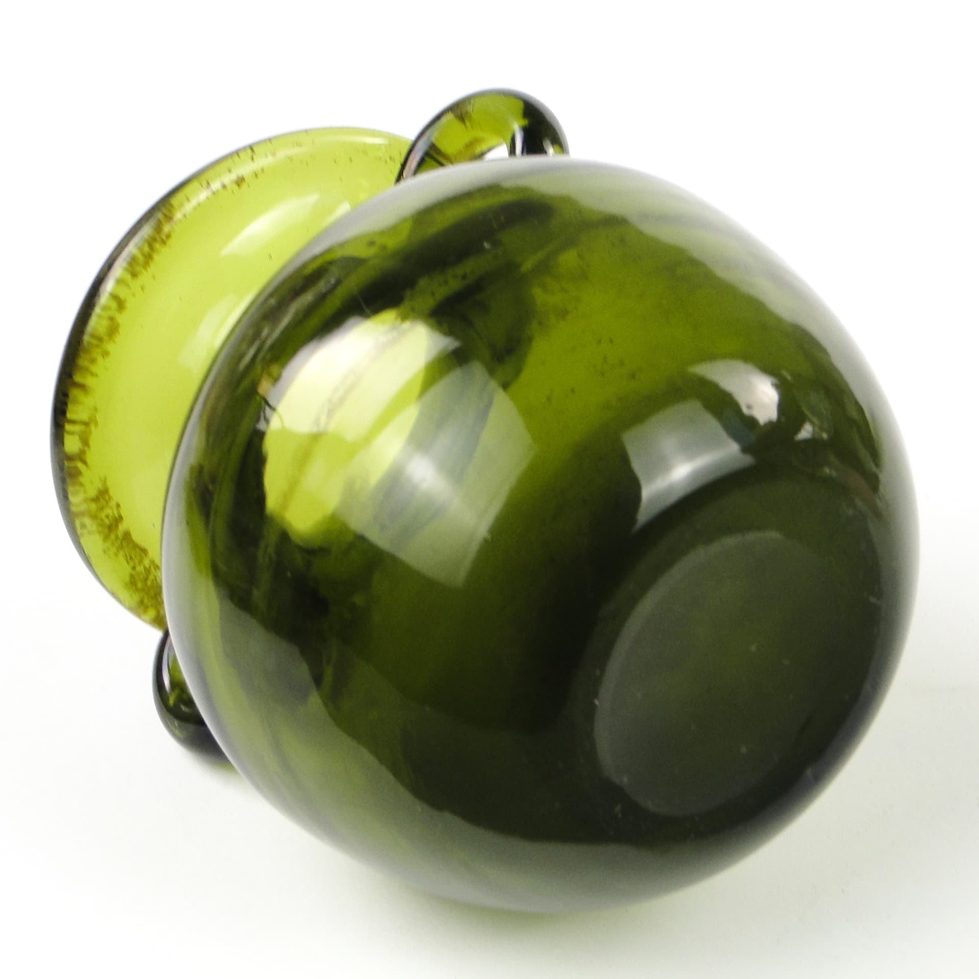 Wazon modernizm, szkło oliwkowe, proj. J. Słuczan-Orkusz, Polska, lata 70. - 106987