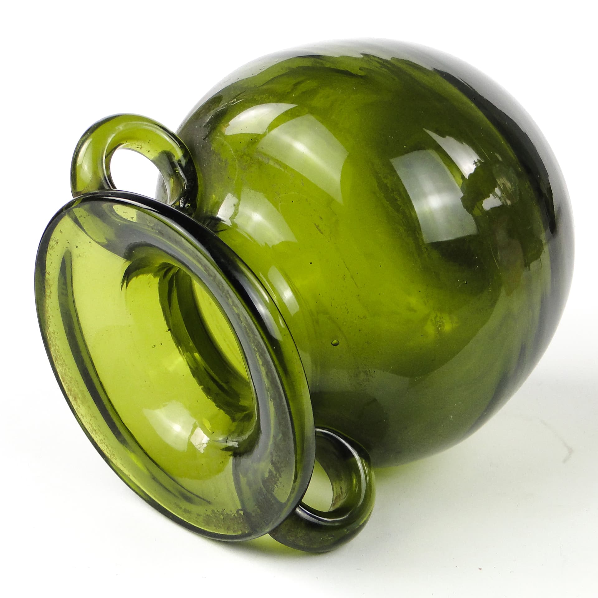 Wazon modernizm, szkło oliwkowe, proj. J. Słuczan-Orkusz, Polska, lata 70. - 106988