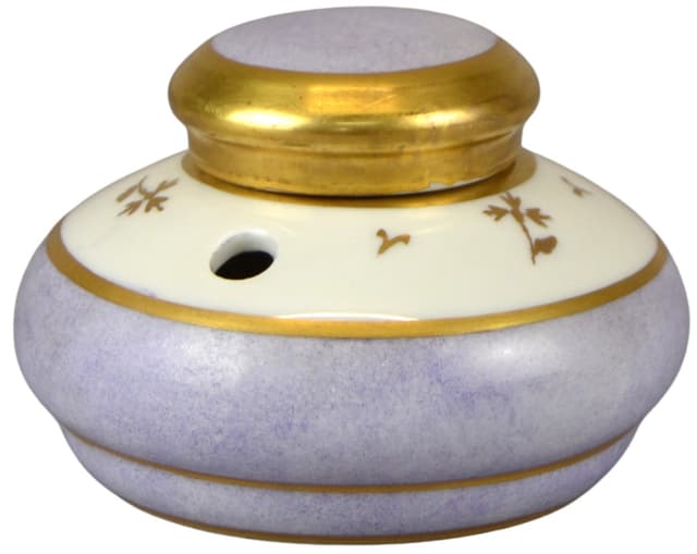 Kałamarz, styl Napoleon III, porcelana fioletowa, Francja, XIX w. - WYMIARY