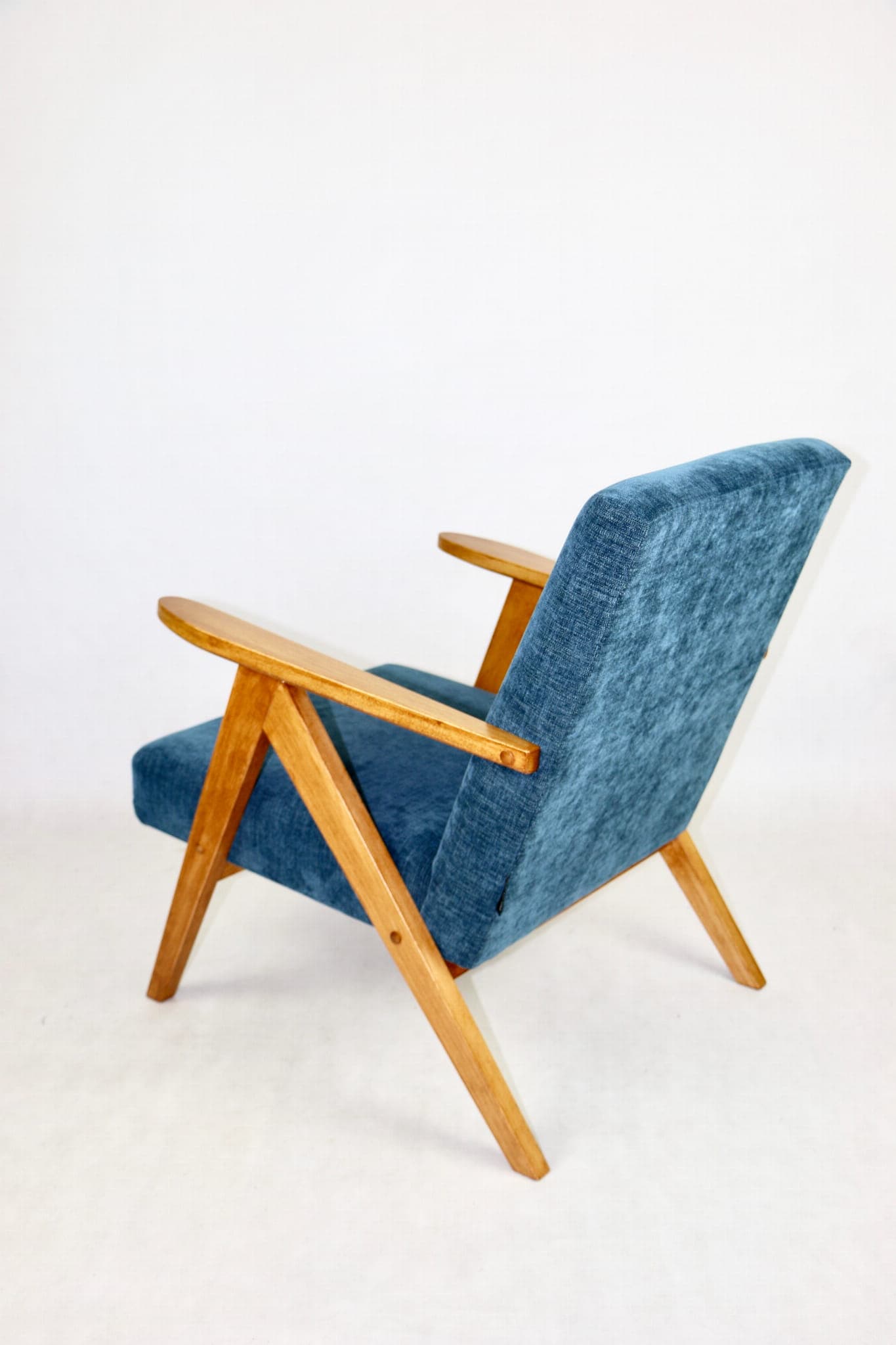 Fotel B-310 VAR, navy blue, tkanina, dąb, Polska, lata 70. - 107988