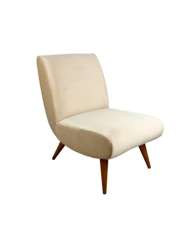Armchair, beige velvet, natural wood, Europe, 1970s - DIMENSION