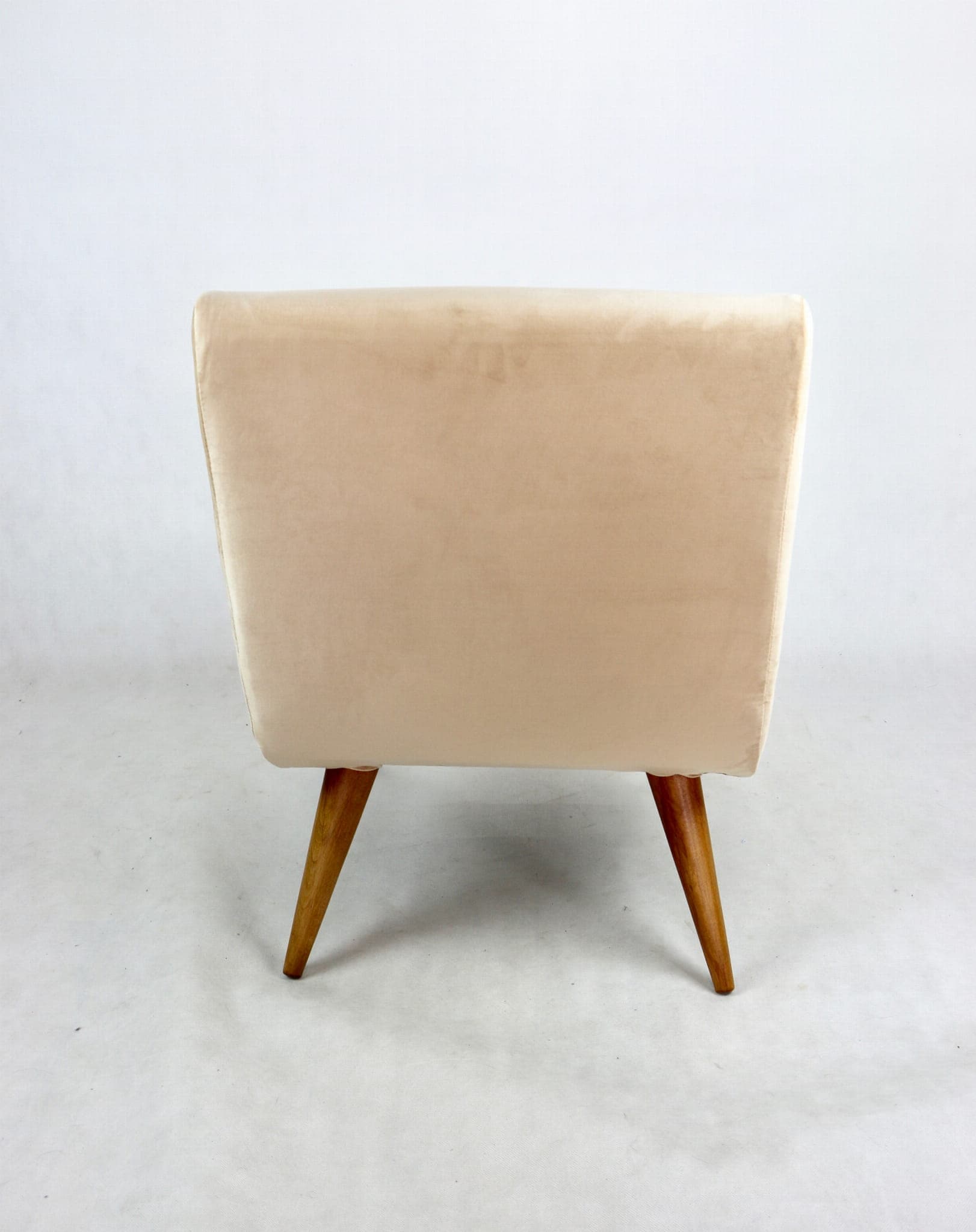 Armchair, beige velvet, natural wood, Europe, 1970s - 107880