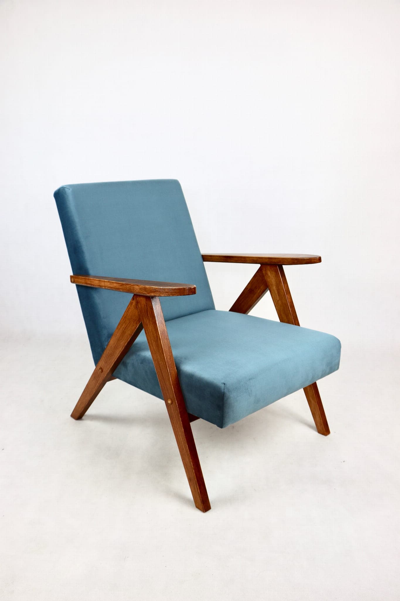 Armchair B-310 VAR, sea blue velvet, 1970s - 107864