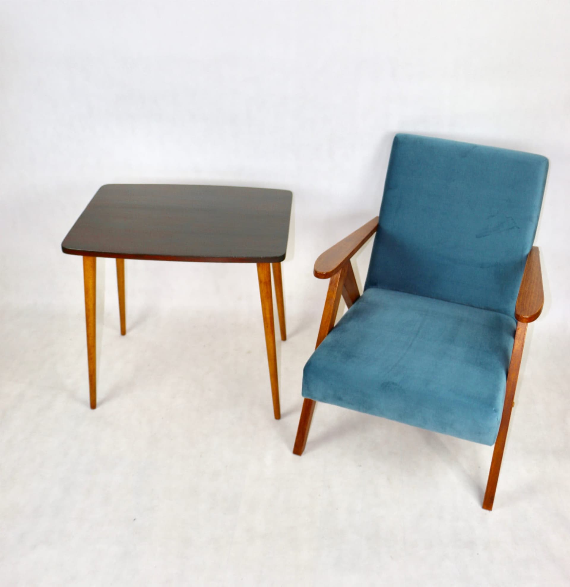 Armchair B-310 VAR, sea blue velvet, 1970s - 107855