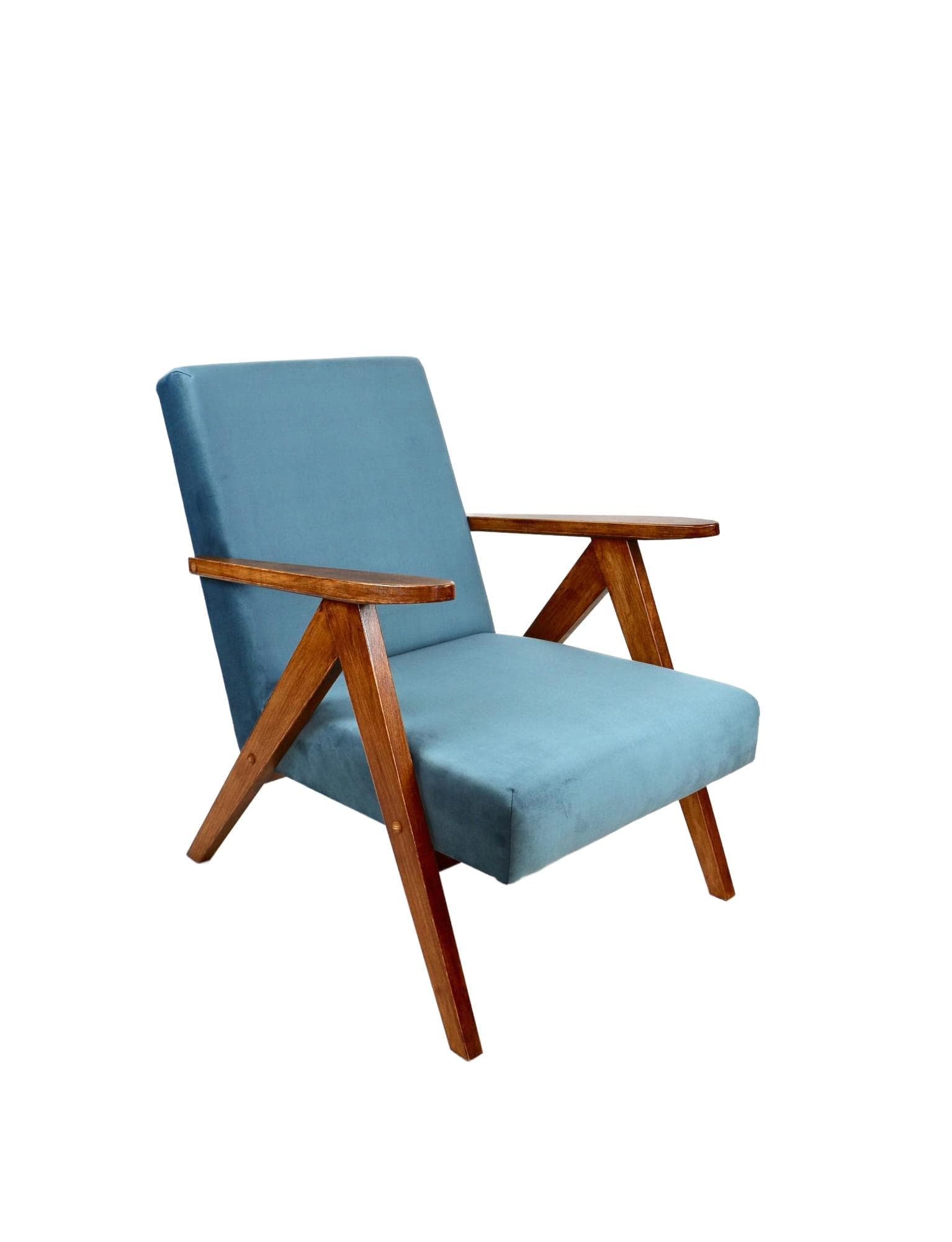Armchair B-310 VAR, sea blue velvet, 1970s