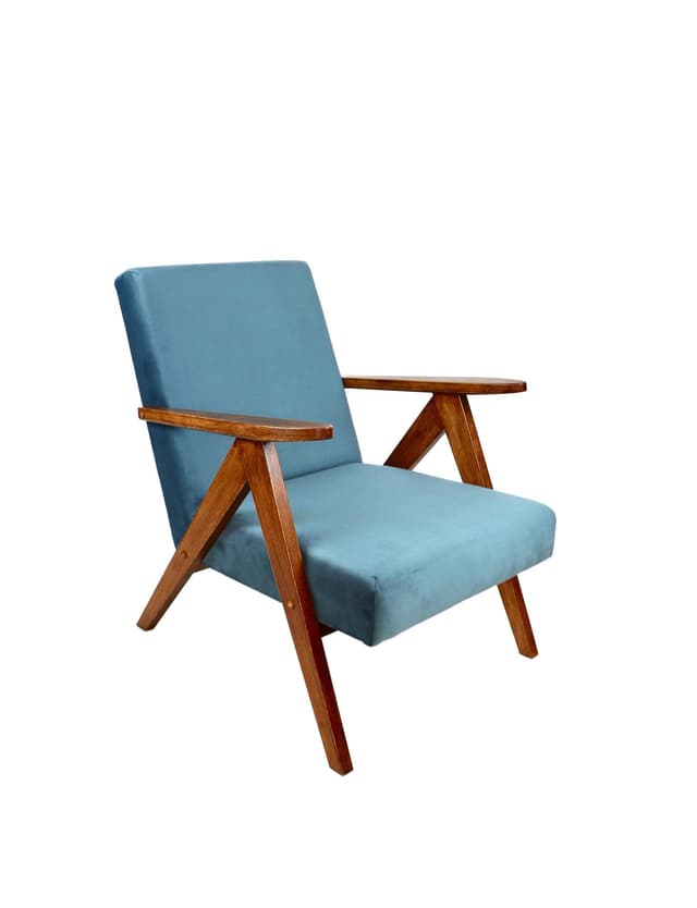 Armchair B-310 VAR, sea blue velvet, 1970s - DIMENSION