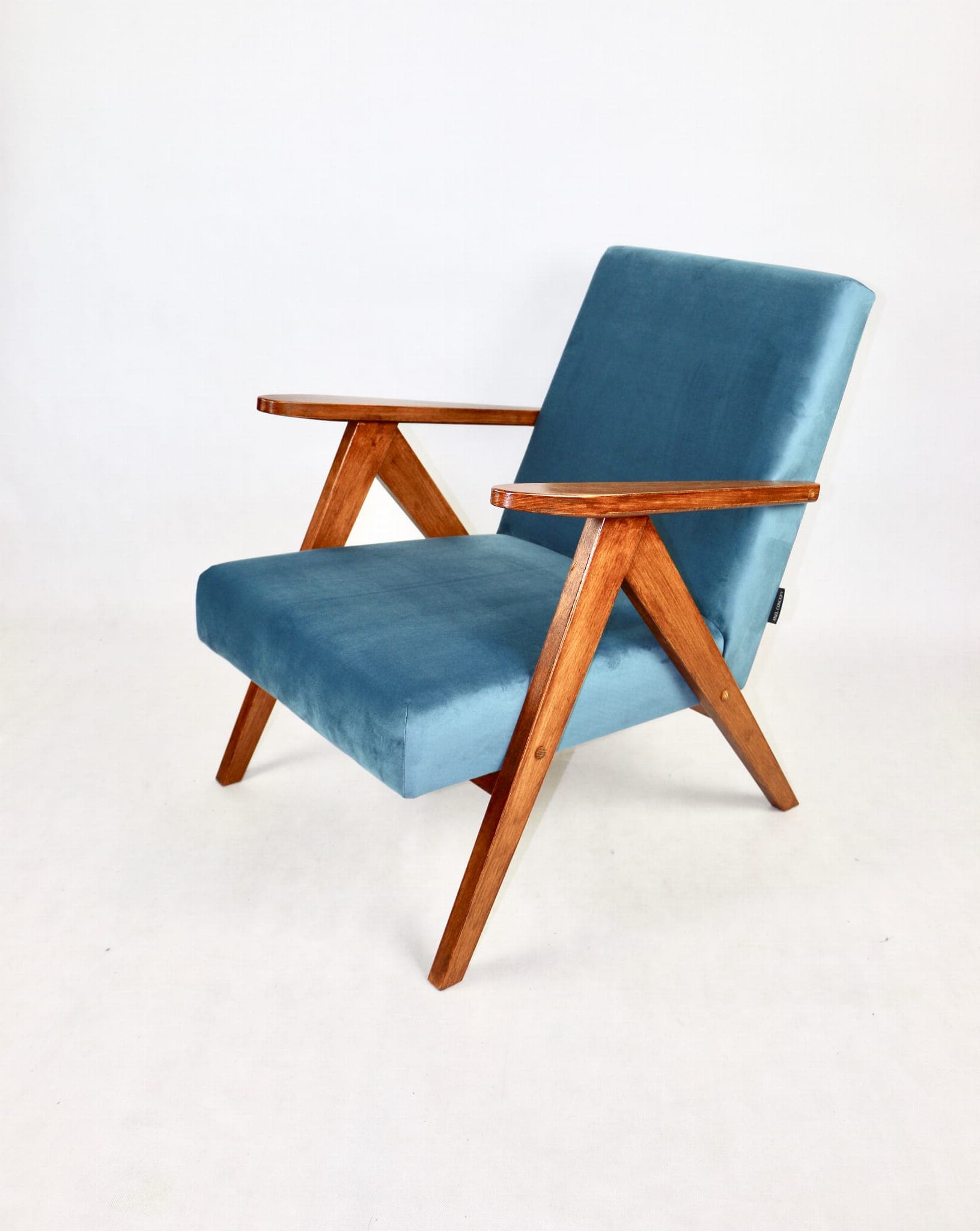 Armchair B-310 VAR, sea blue velvet, 1970s - 107858