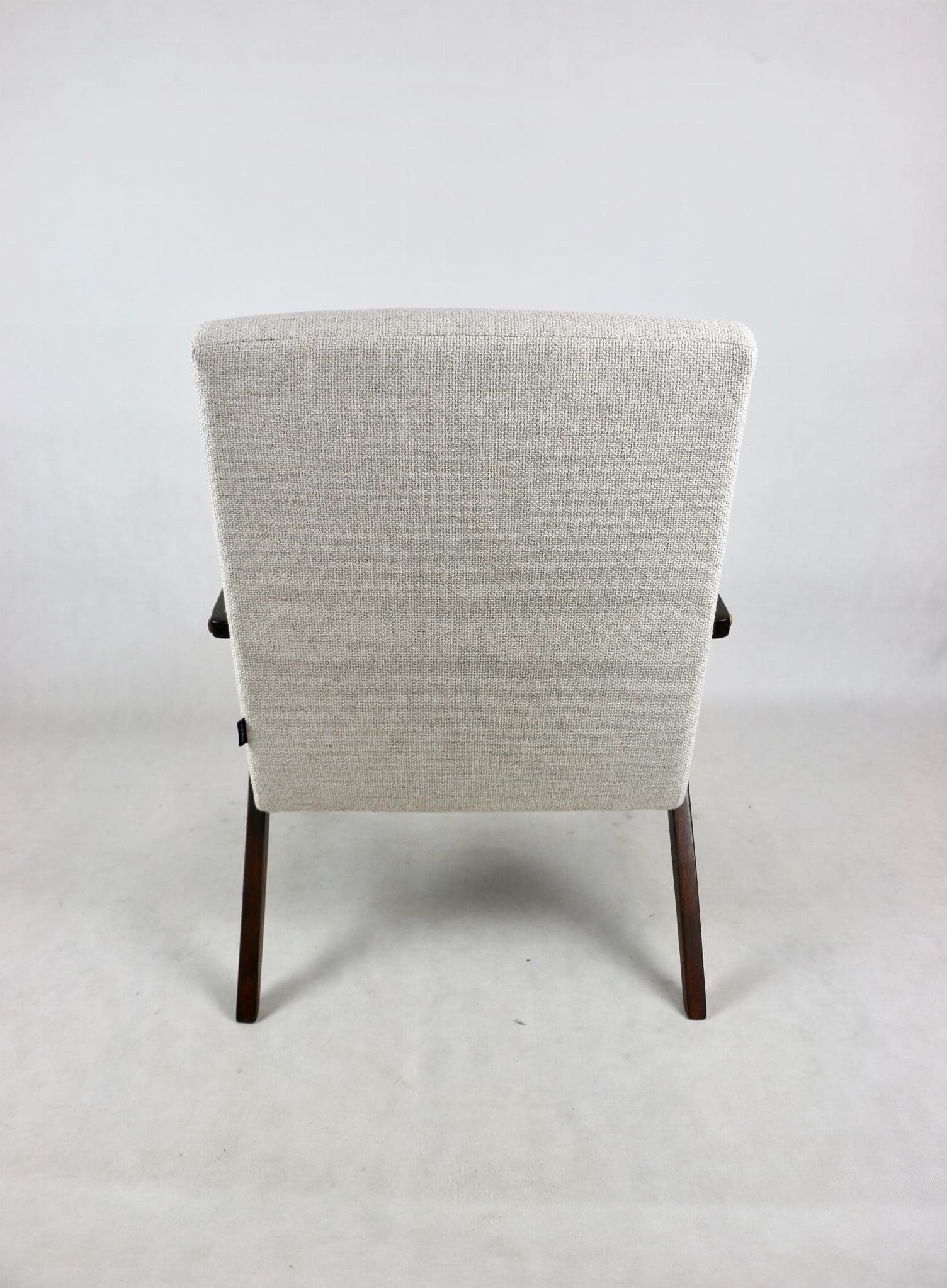 Armchair VAR B-310, ivory bouclé, wood, Poland, 1970s. - 107798