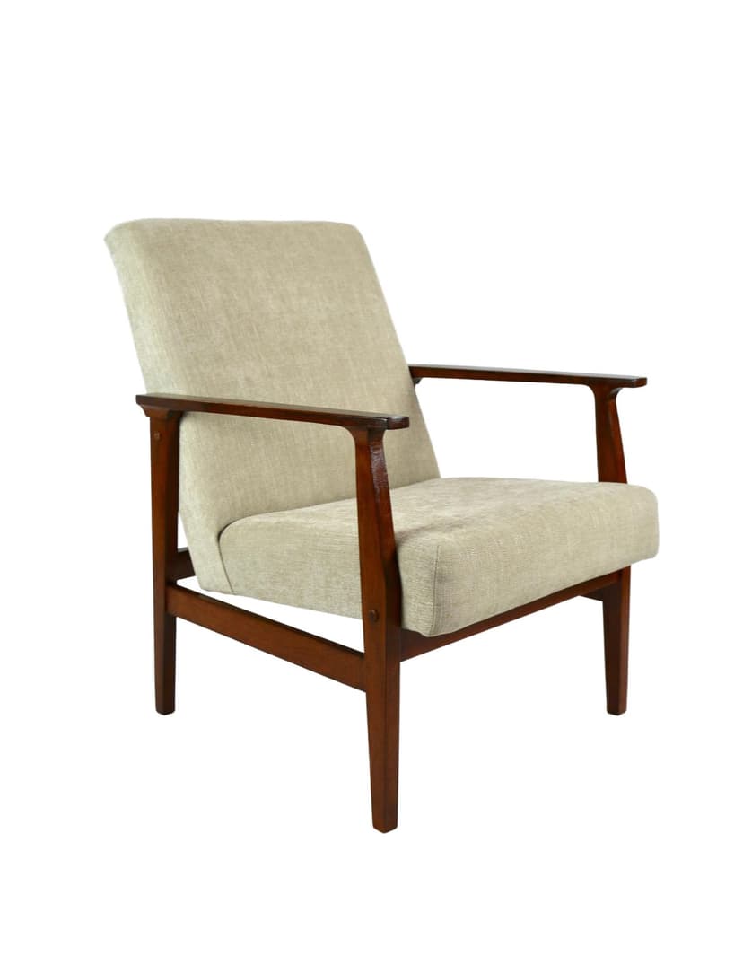 Fotel klasyczny, beżowy, lata 70.