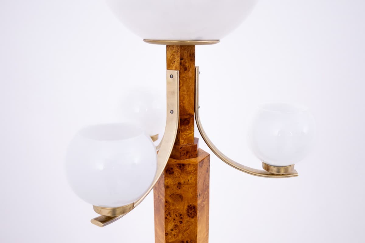 Brązowa lampa stojąca, styl Art Deco, Polska, lata 50. - 58579