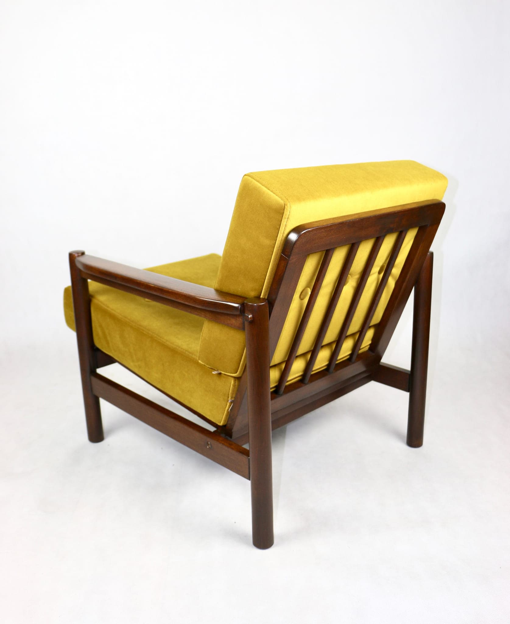Armchair, natural beech, green velvet, by Z. Bączyk, Poland, 1970s. - 107280