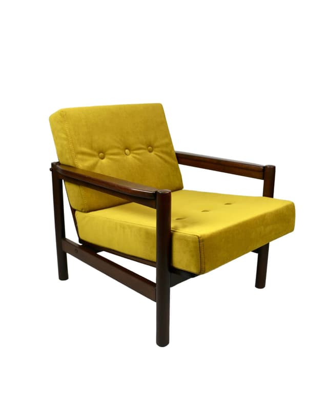 Armchair, natural beech, green velvet, by Z. Bączyk, Poland, 1970s. - DIMENSION