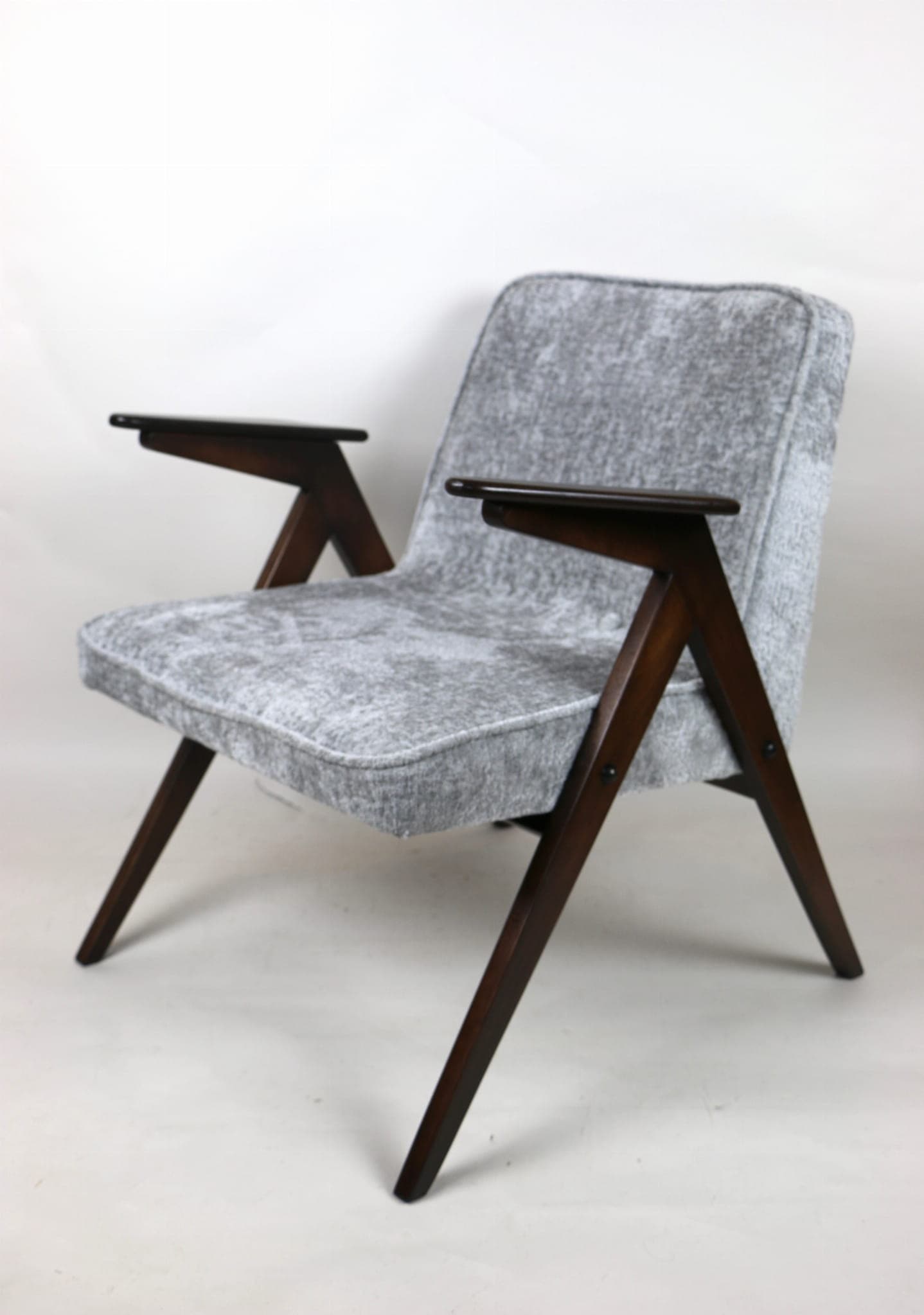 Fotel Bunny Zajączek, srebrny, drewno, lata 70. - 107101