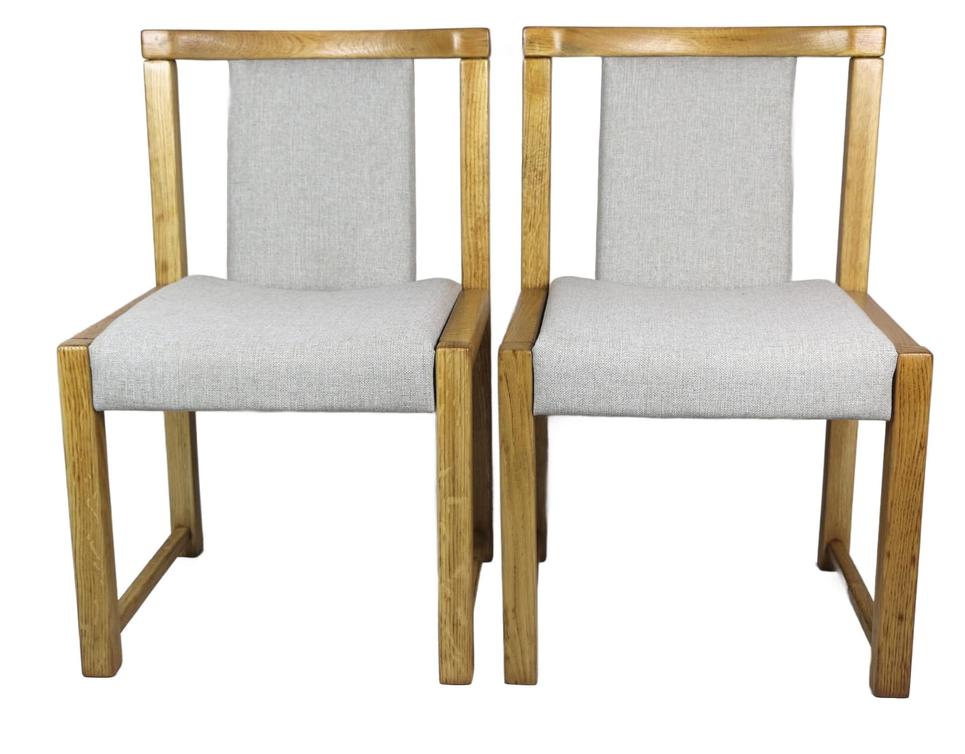 Para foteli, beż, dąb, Polska, lata 70.