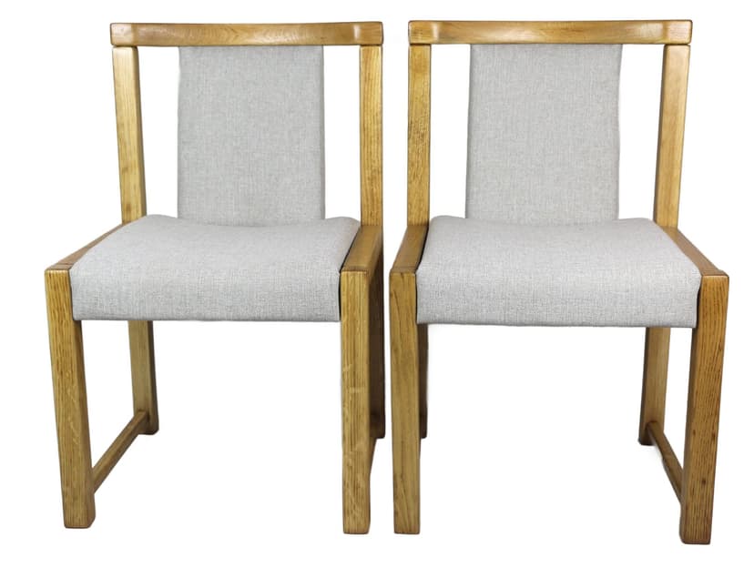 Para foteli, beż, dąb, Polska, lata 70.